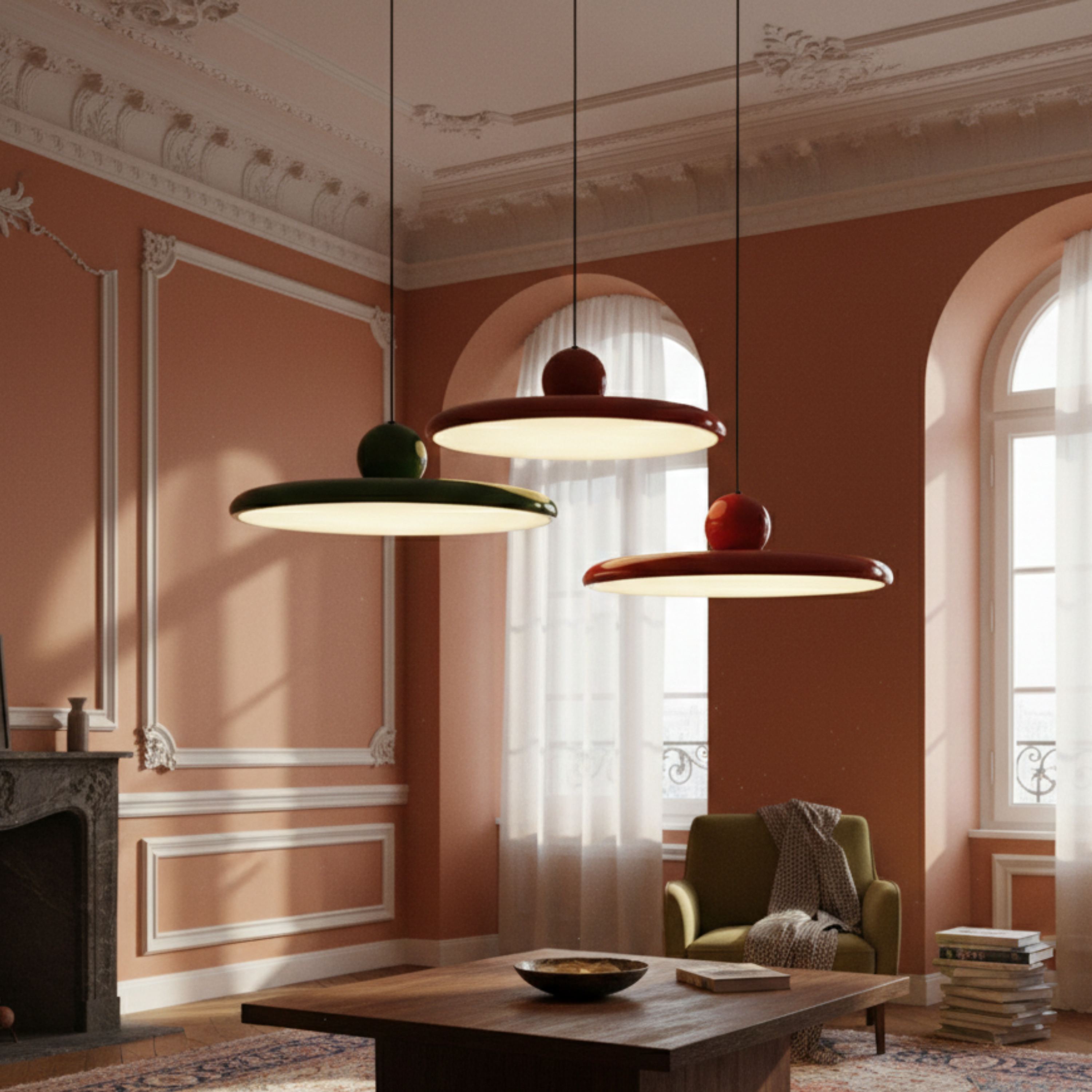 Szklana lampa wisząca w stylu Bauhaus