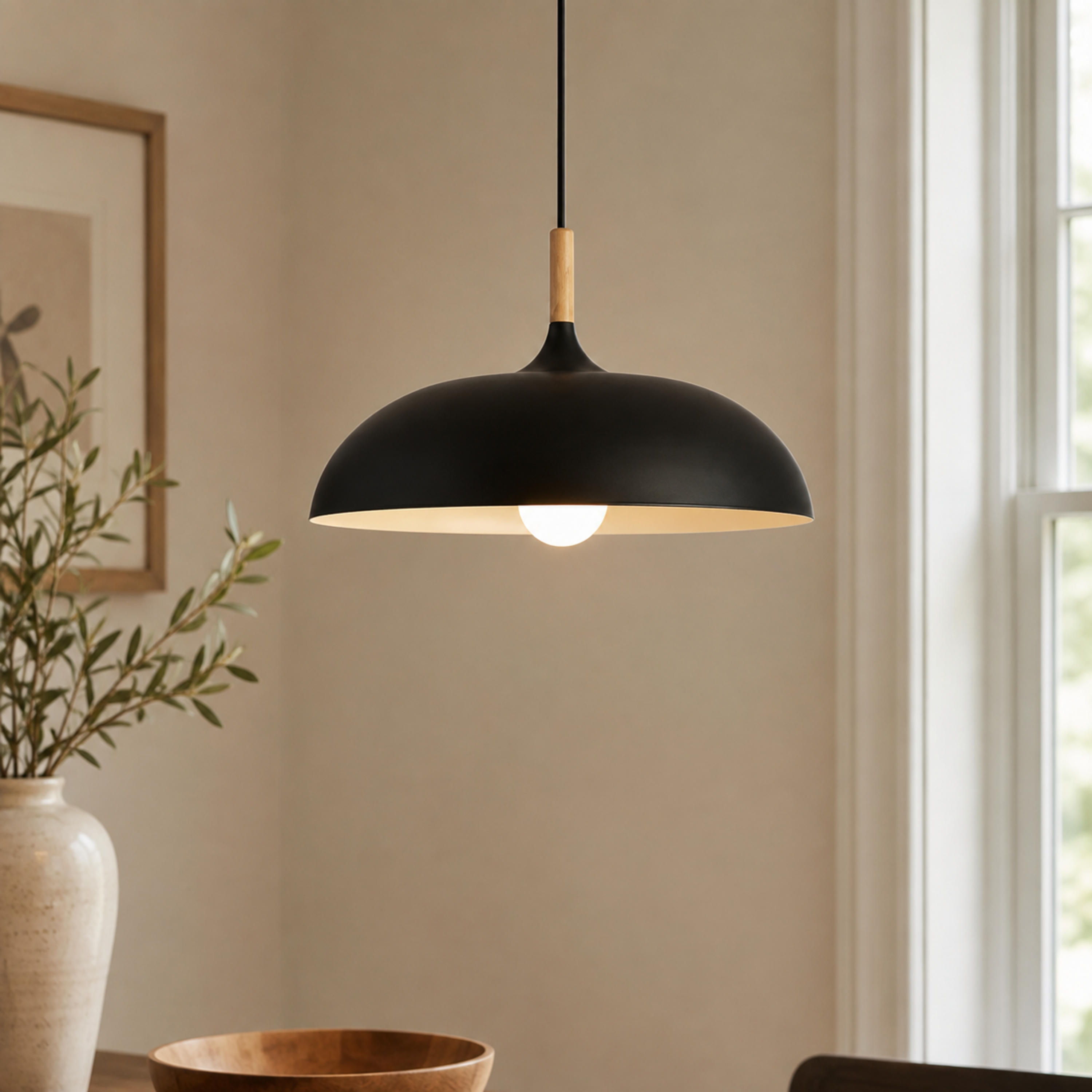 Minimalist Wood Aluminum Pendant Light