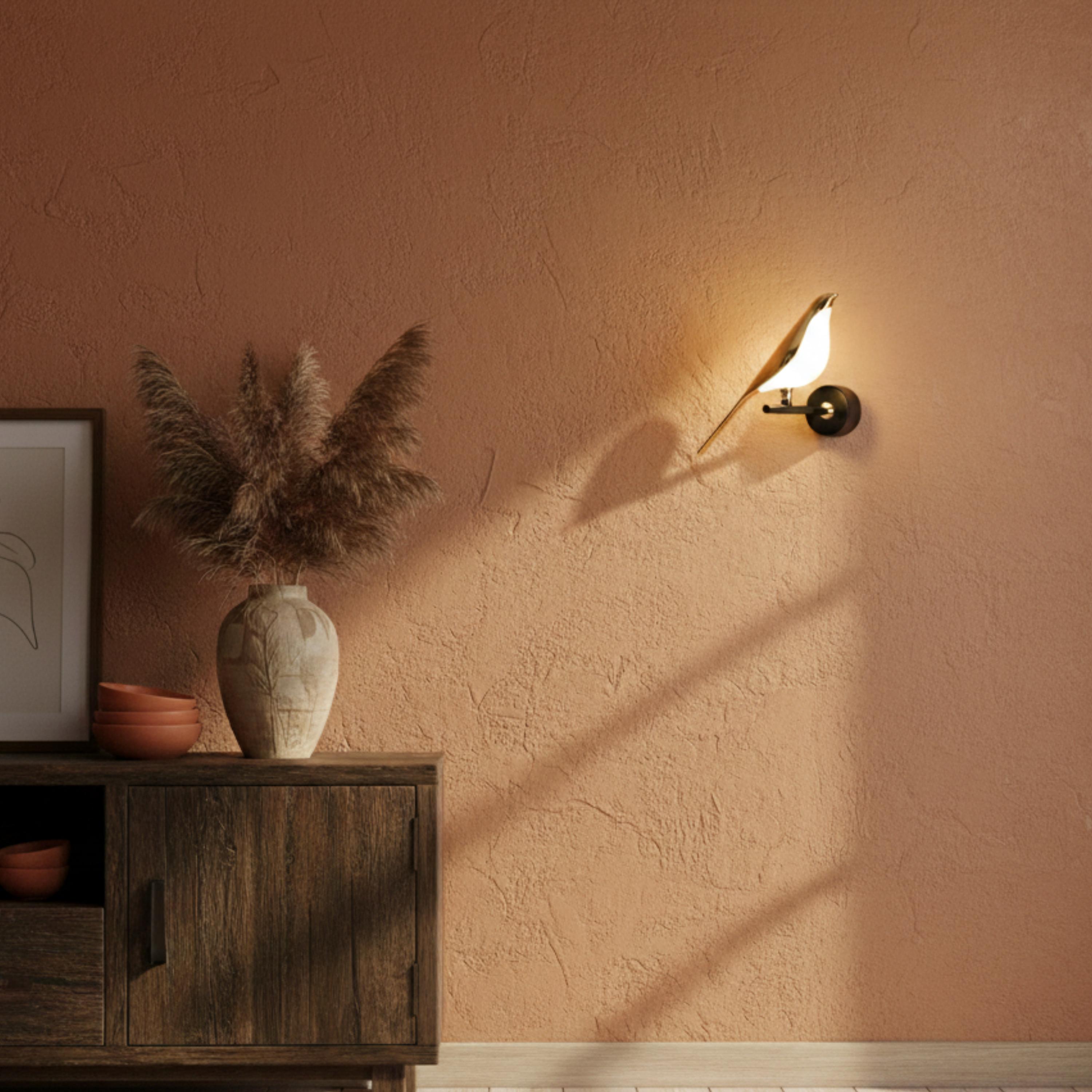 Dekoracyjna lampa ścienna w kształcie ptaka