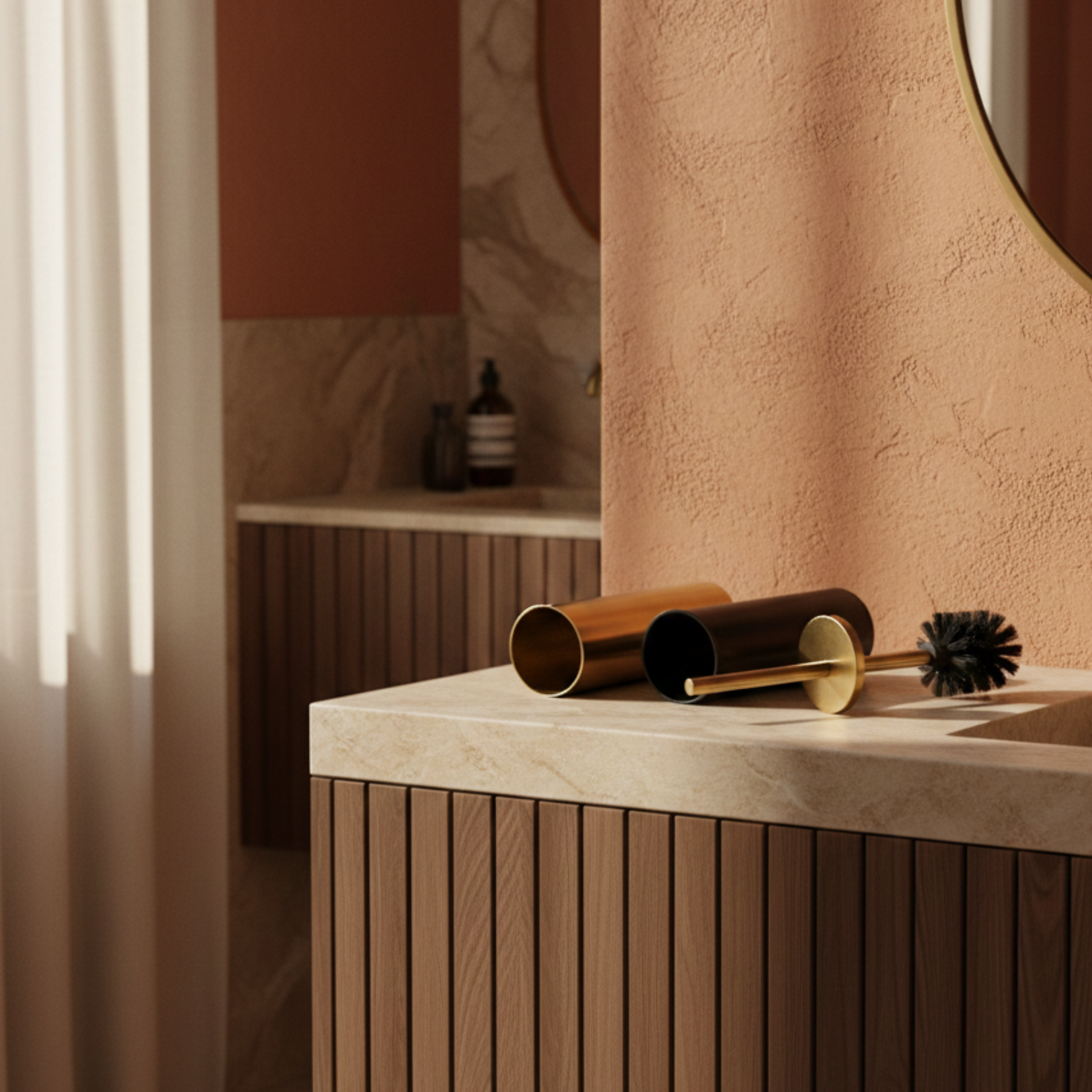 Złota ścienna szczotka do toalety ze stali nierdzewnej