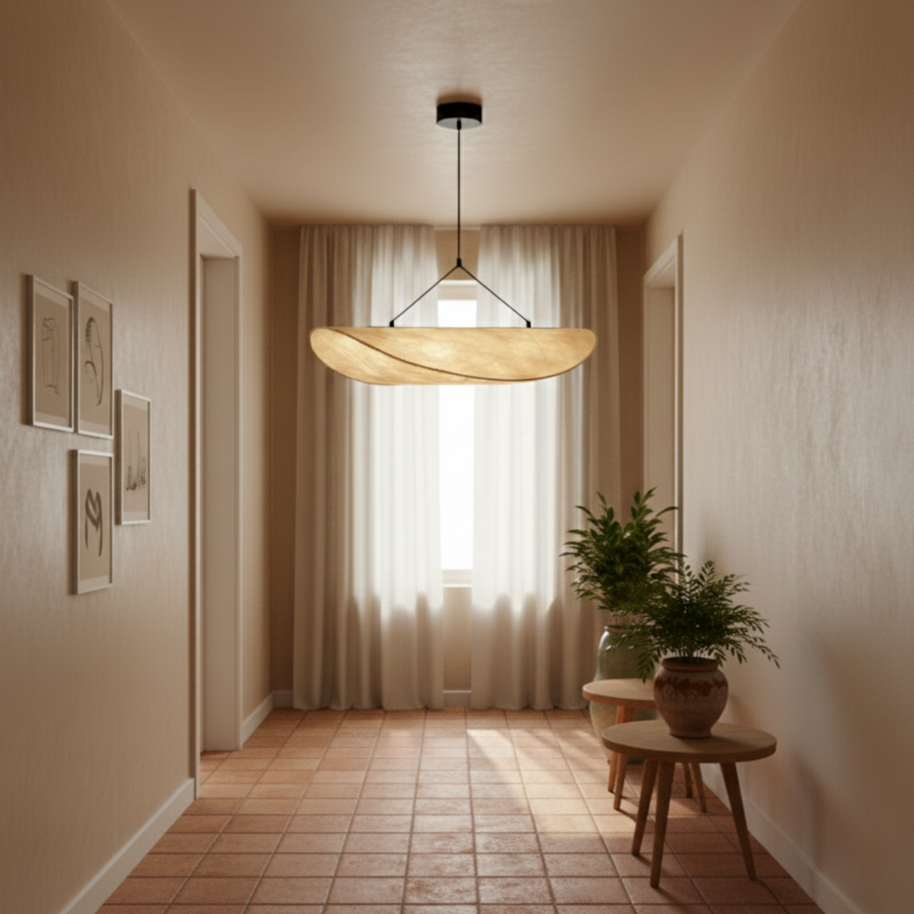 Nowoczesna lampa sufitowa LED Japandi