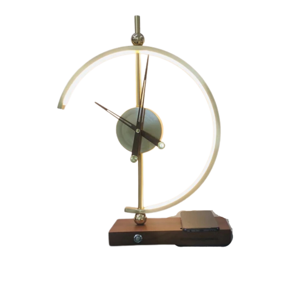 Lampa stołowa z zegarem i bezprzewodową stacją ładowania