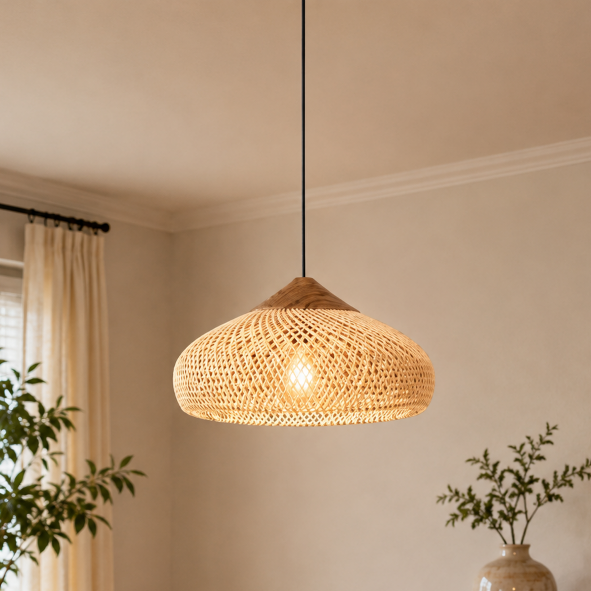 Vintage Rattan Ceiling Light