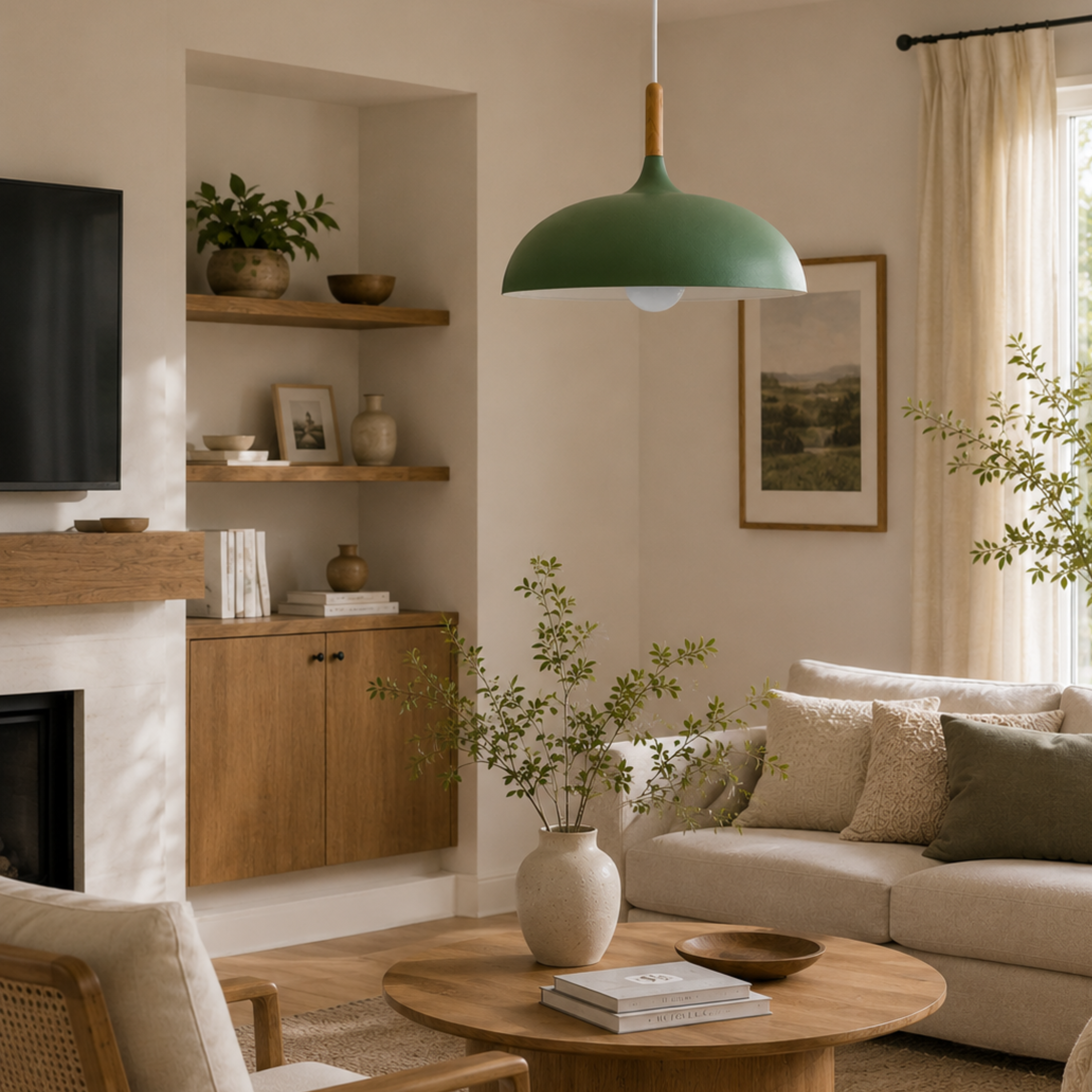 Minimalist Wood Aluminum Pendant Light