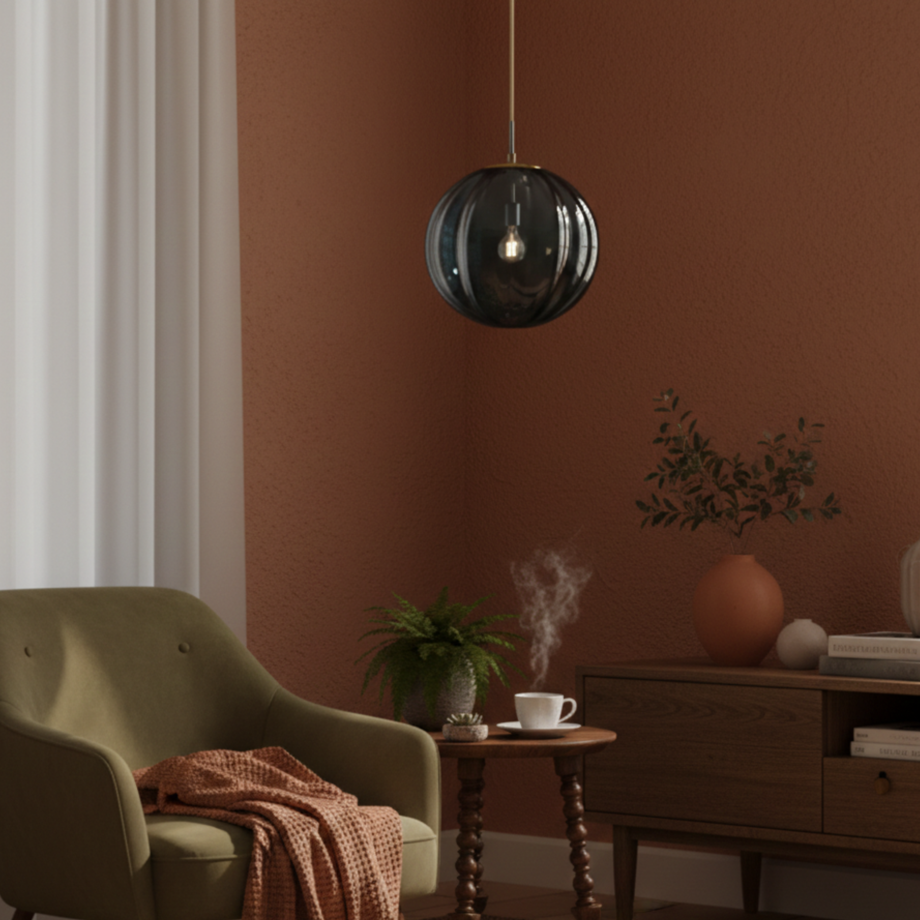 Ciepła szklana lampa wisząca do wnętrz