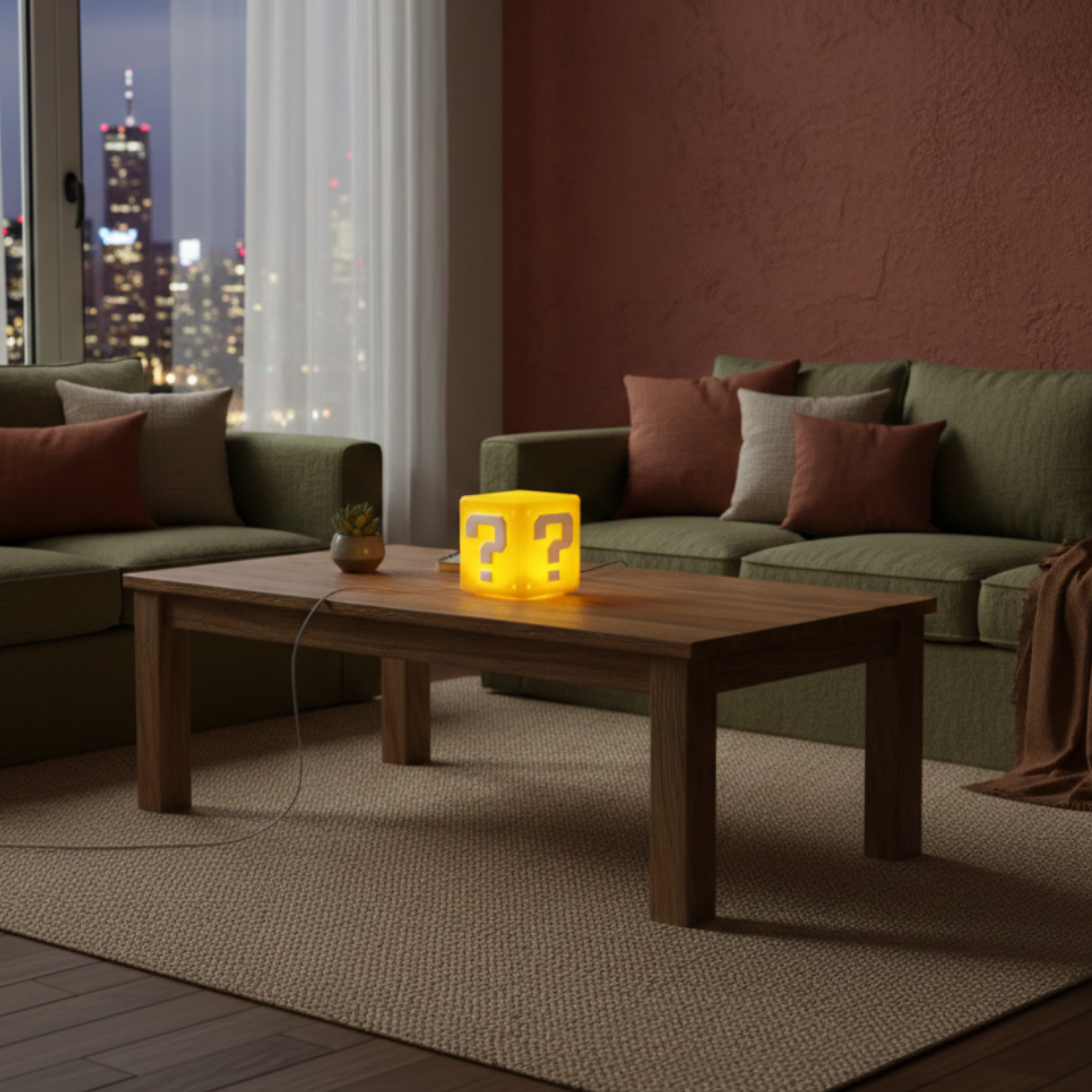 Lampa stołowa LED w kształcie znaku zapytania z dźwiękiem