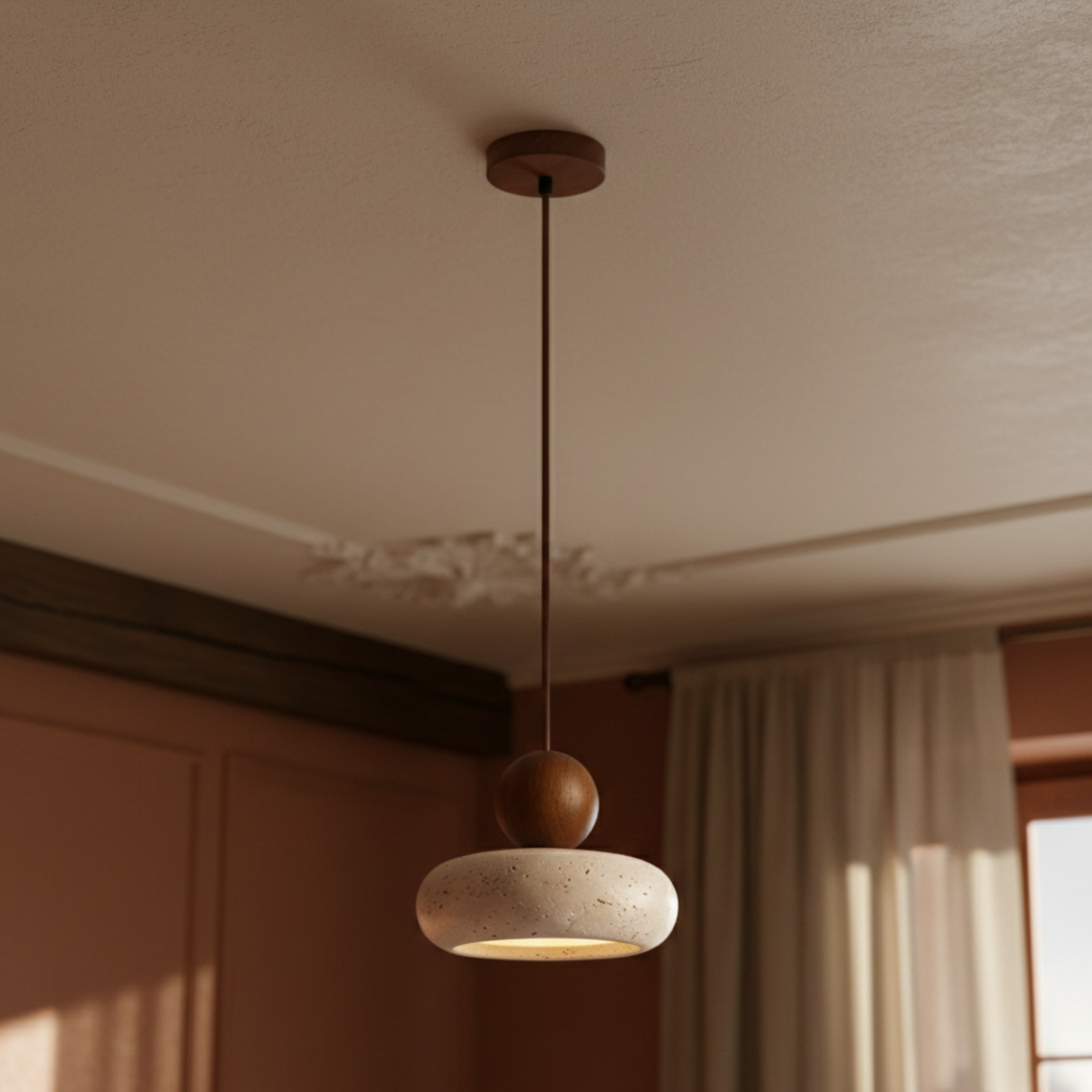 Lampa wisząca vintage z kamienia agatowego