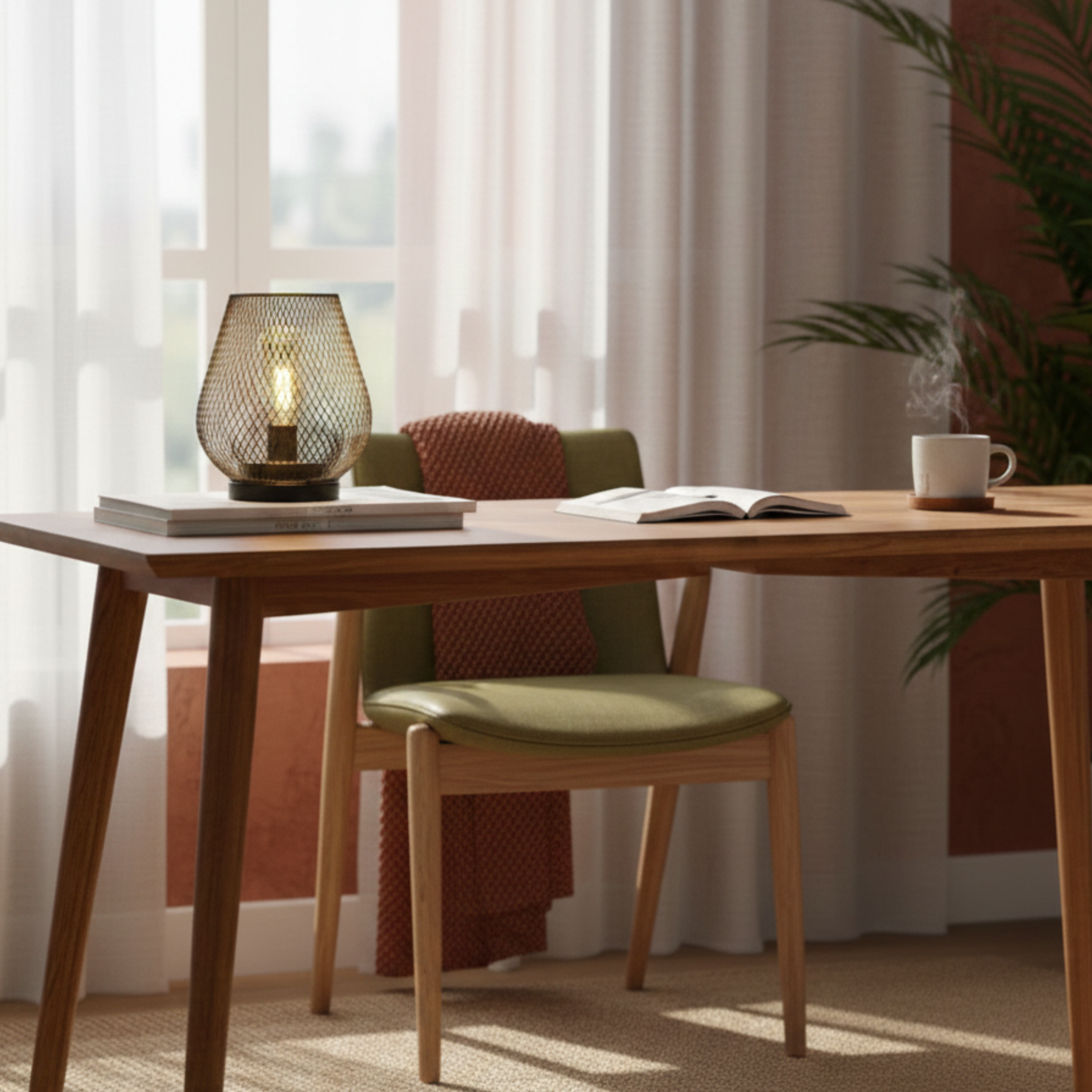 Bezprzewodowa lampa stołowa LED z metalową kratką