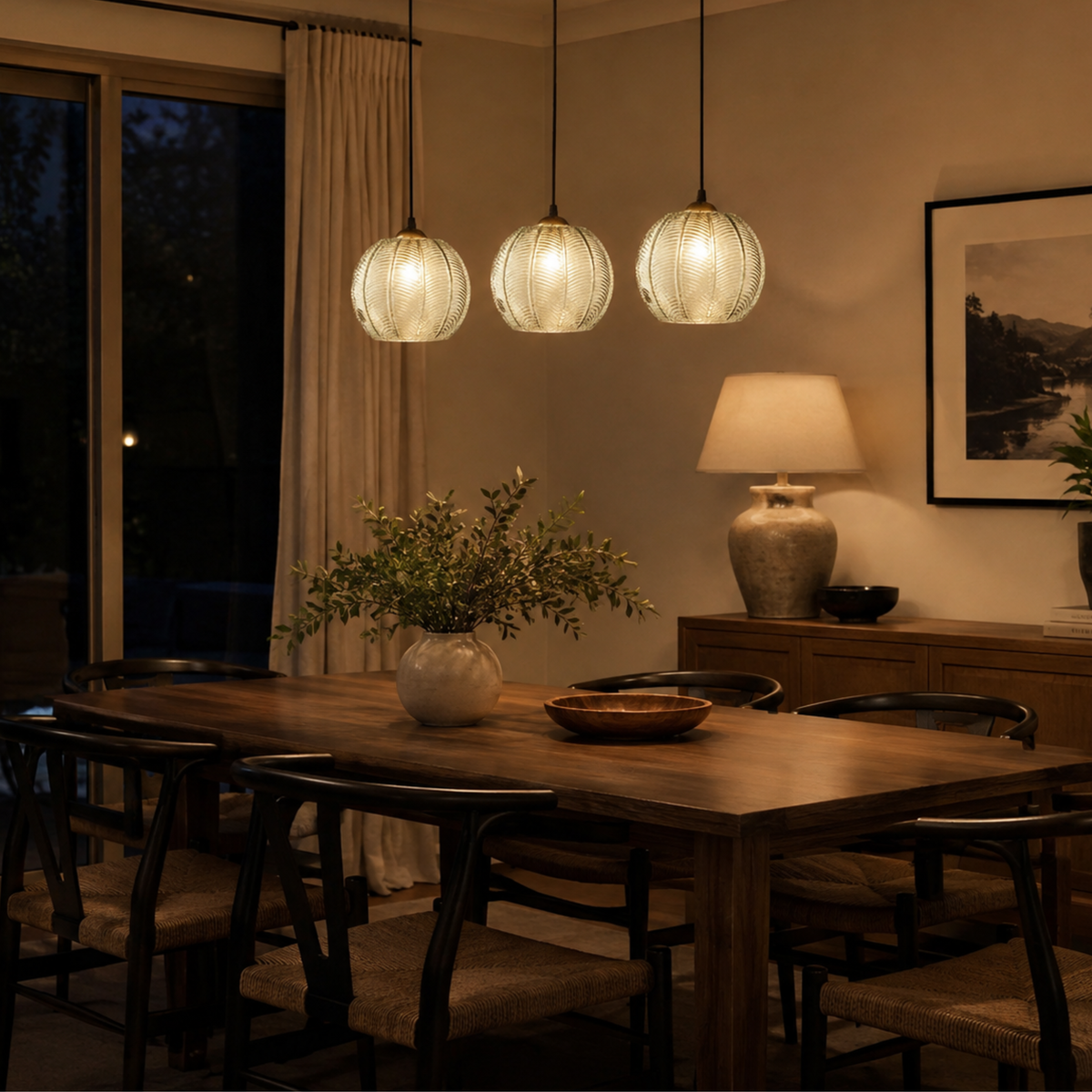 Glass Leaf Pattern Pendant Light