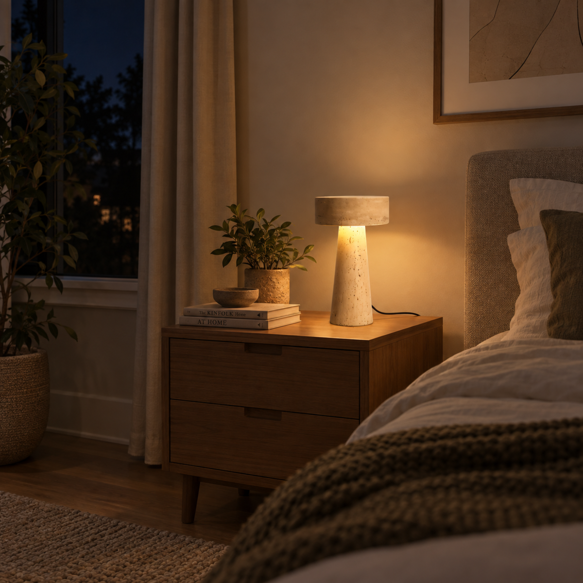 Modern Travertine LED Table Lamp