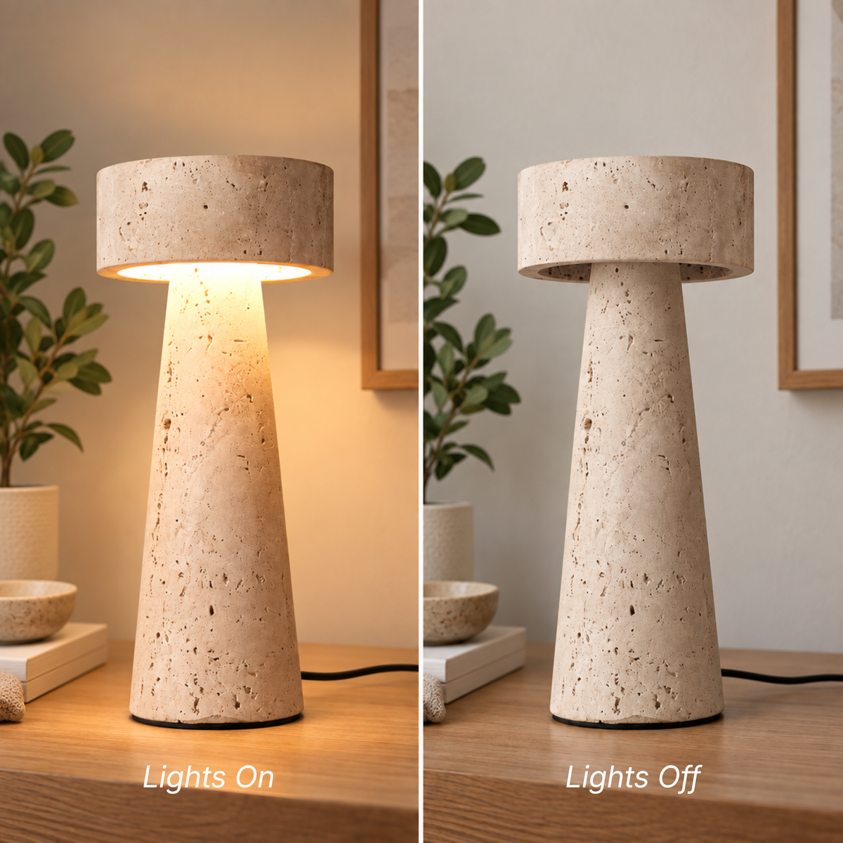 Modern Travertine LED Table Lamp