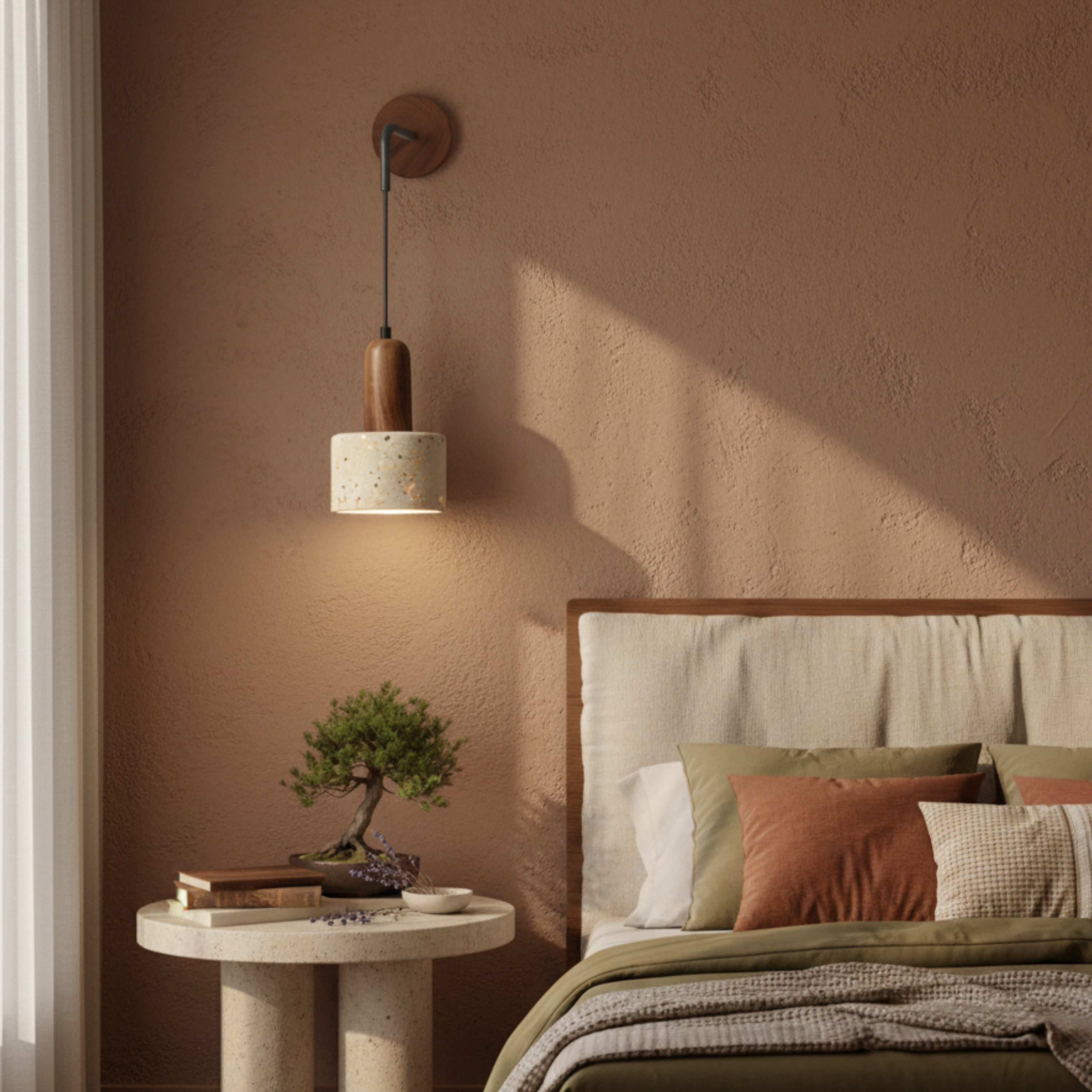 Wabi-Sabi LED Retro drewniana lampa ścienna