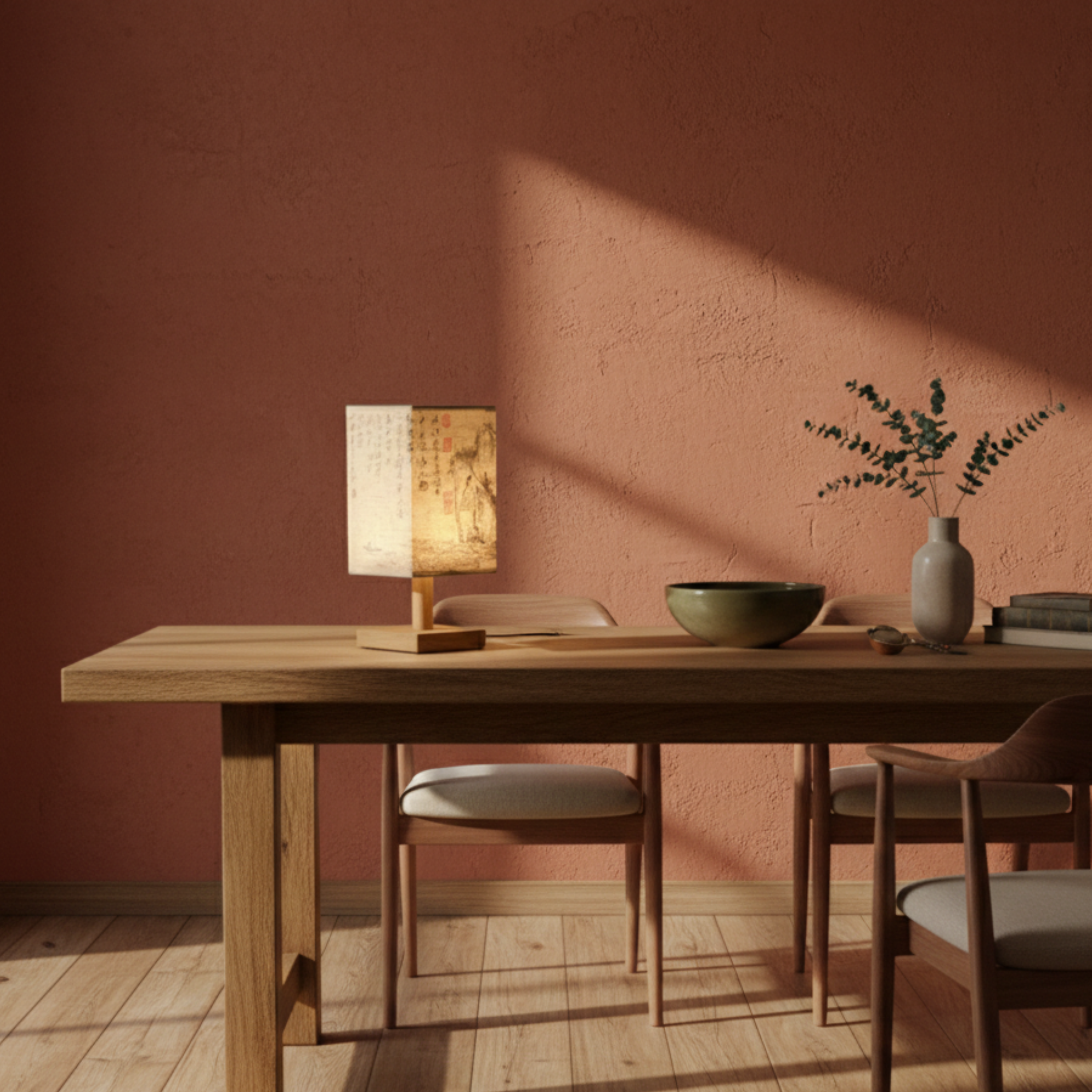 Lampa nocna LED z tkaniny z drewnem i lnem