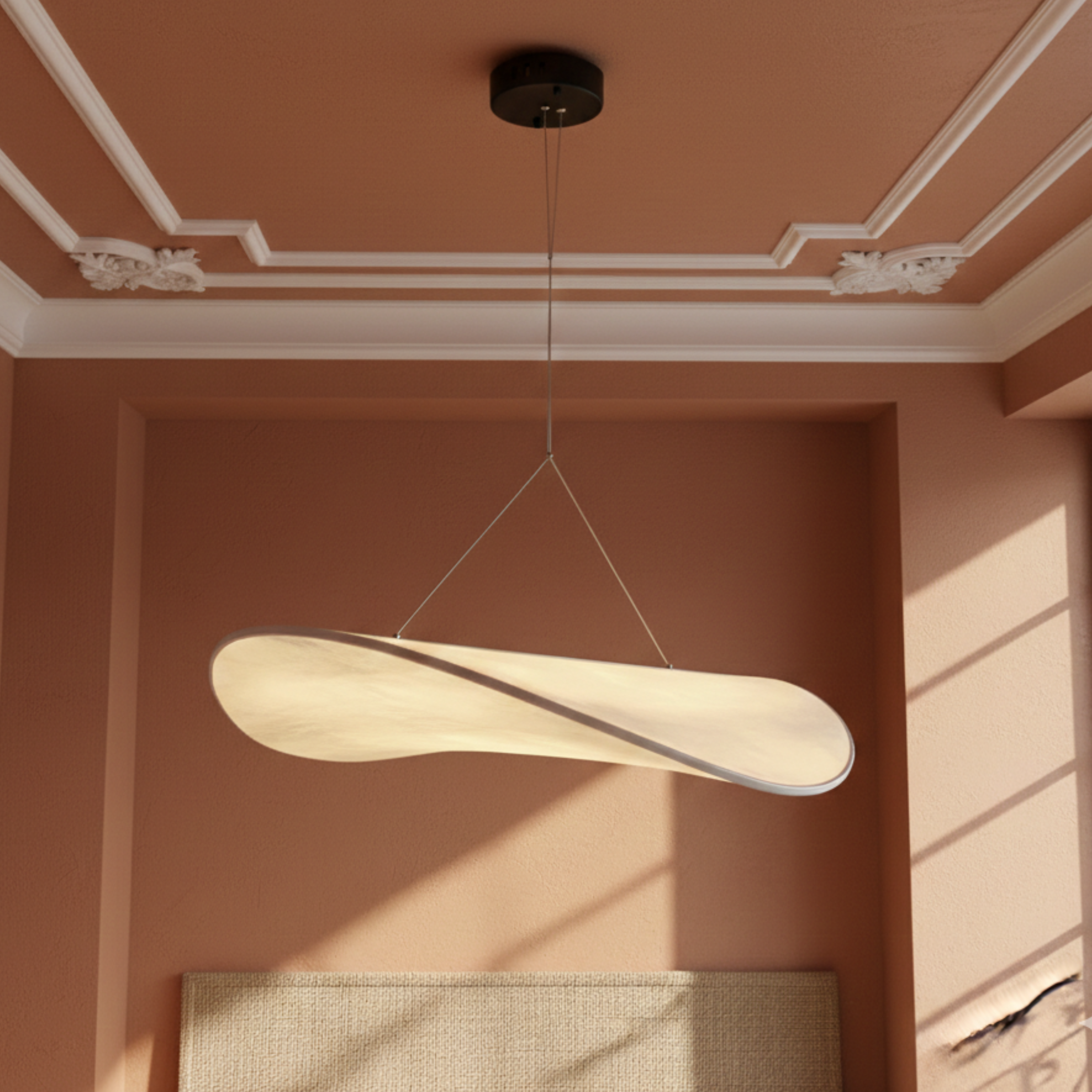 Lampa wisząca LED Japandi z jedwabnym kloszem