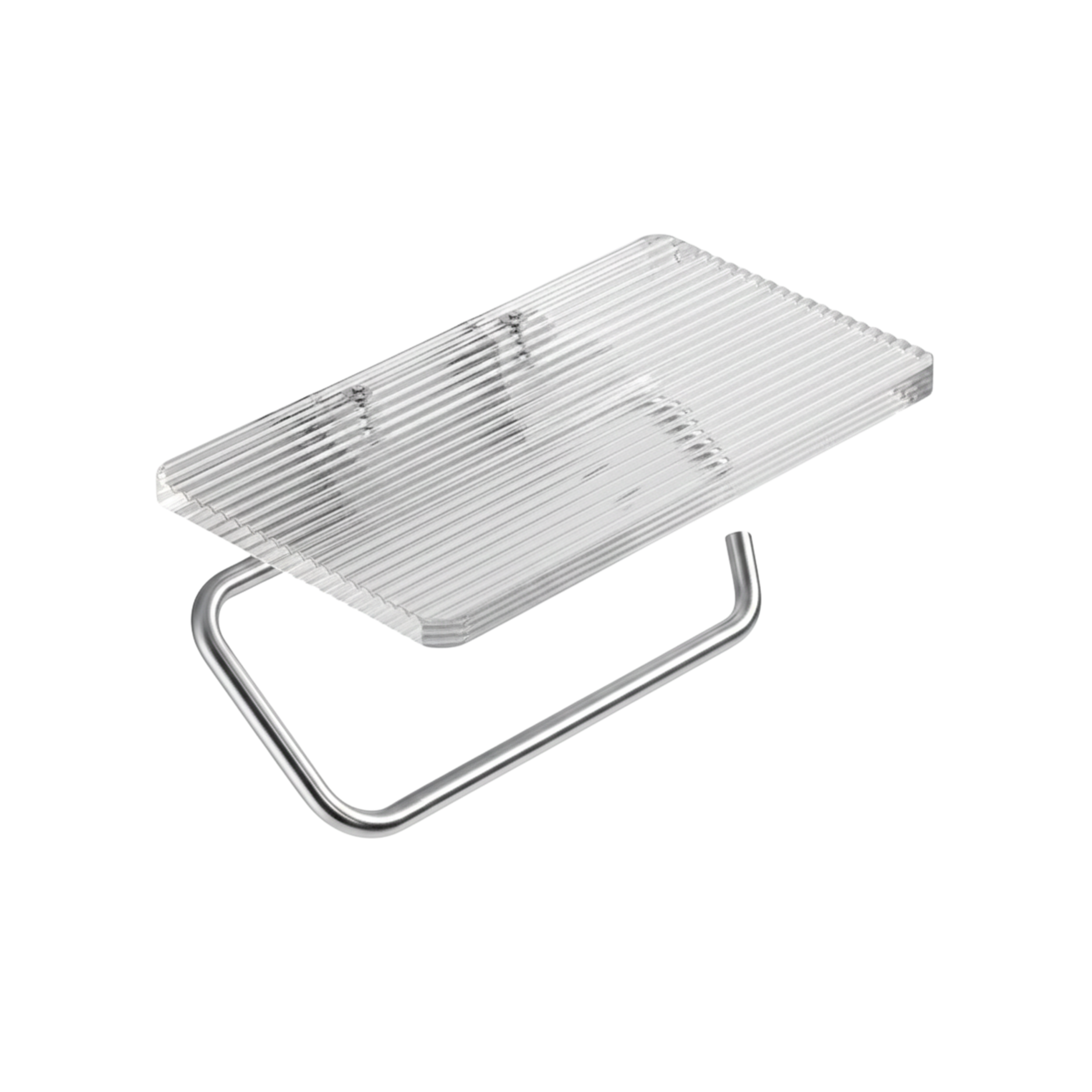 Akrylowa półka ścienna z uchwytem na papier toaletowy