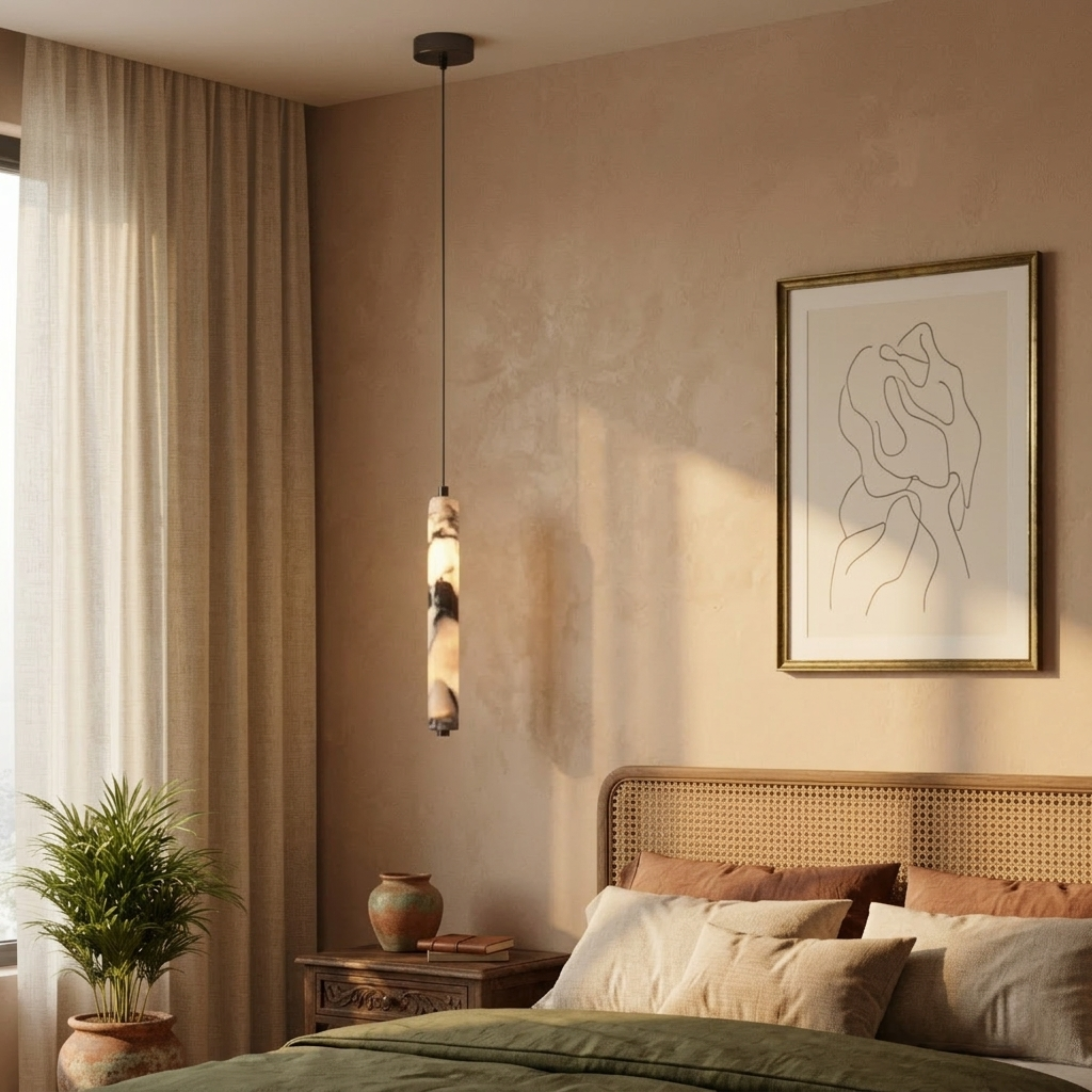 Naturalna kamienna lampa wisząca LED