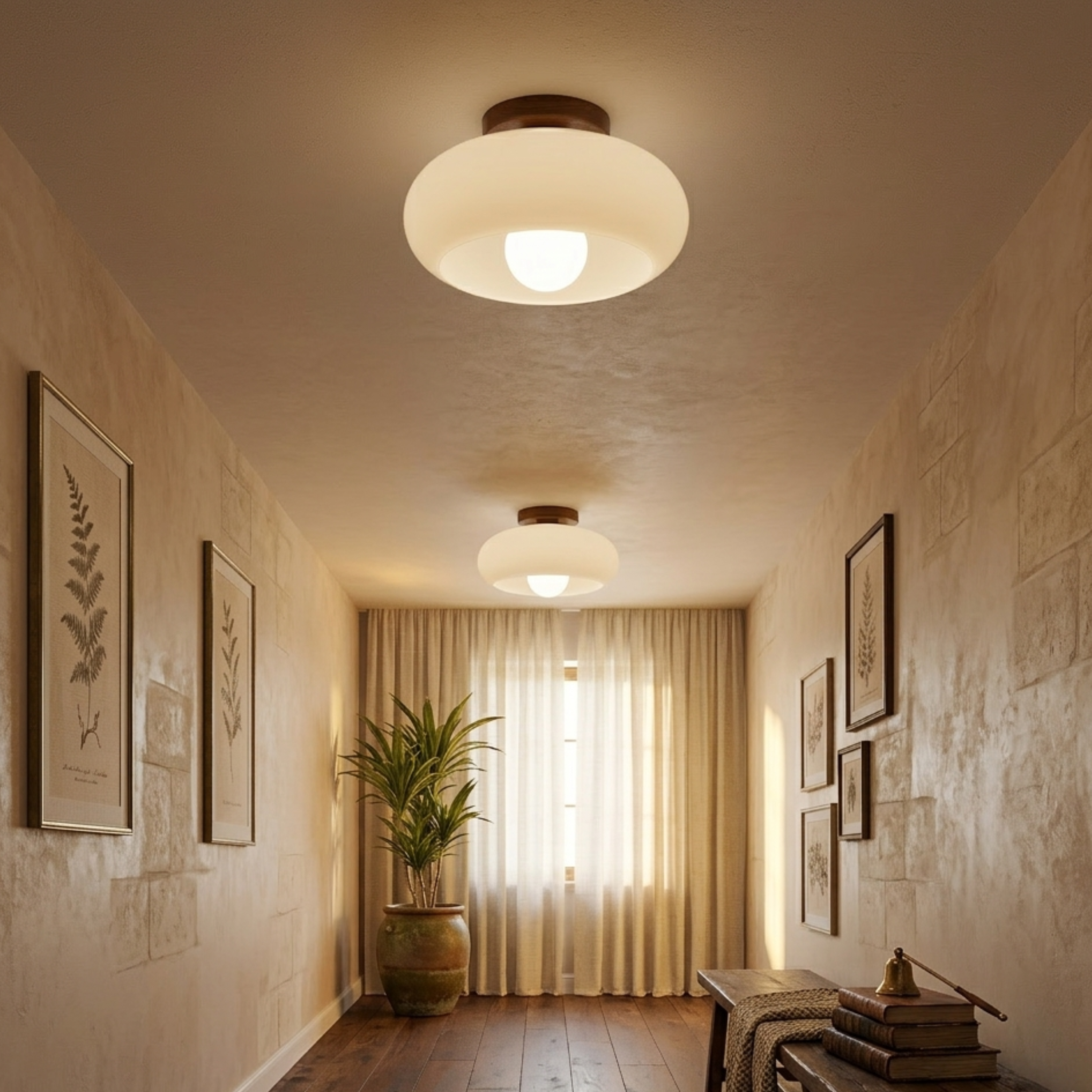 Francuska Bauhaus kremowym sufitowa lampa LED