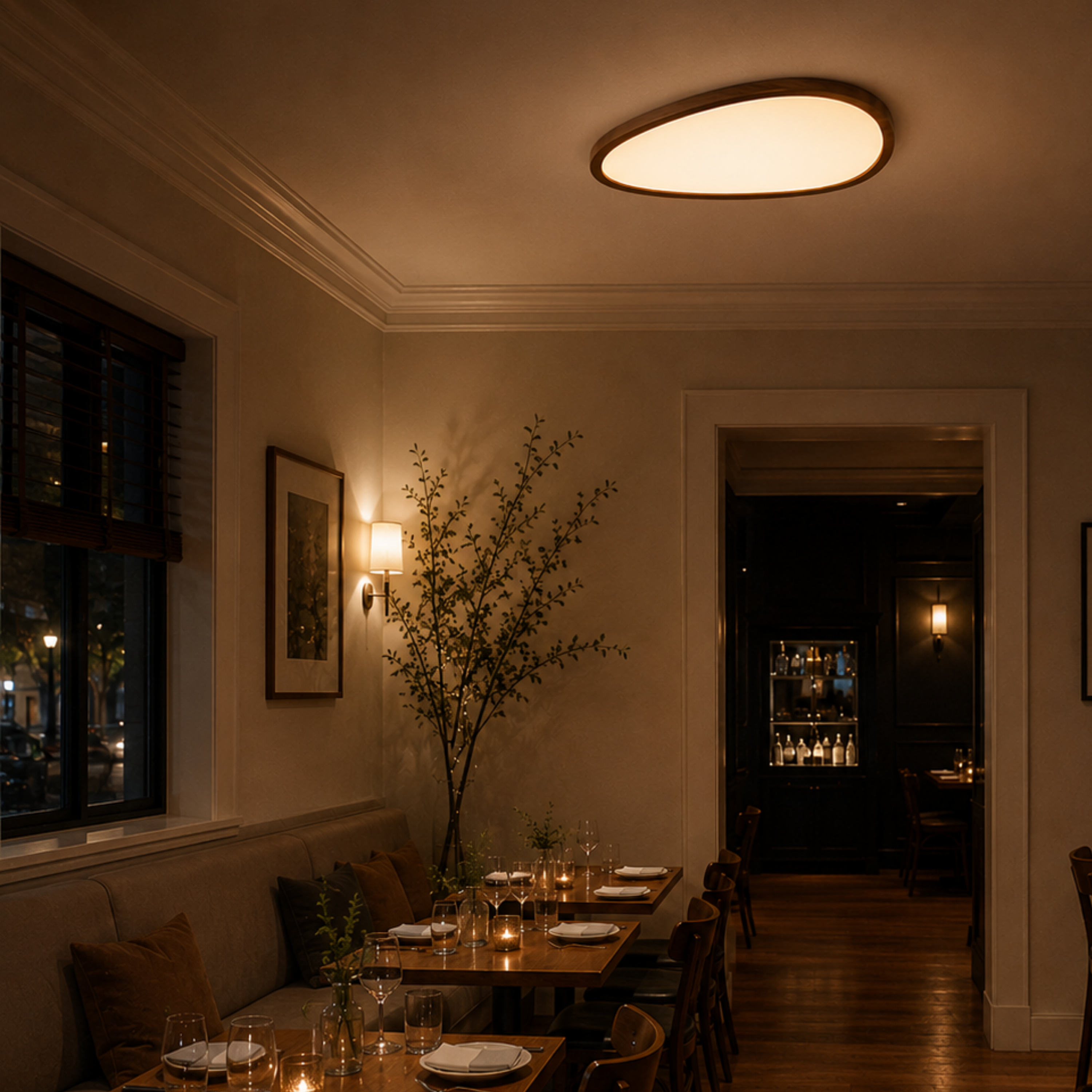 Ultra Thin Wood Look LED Ceiling Light