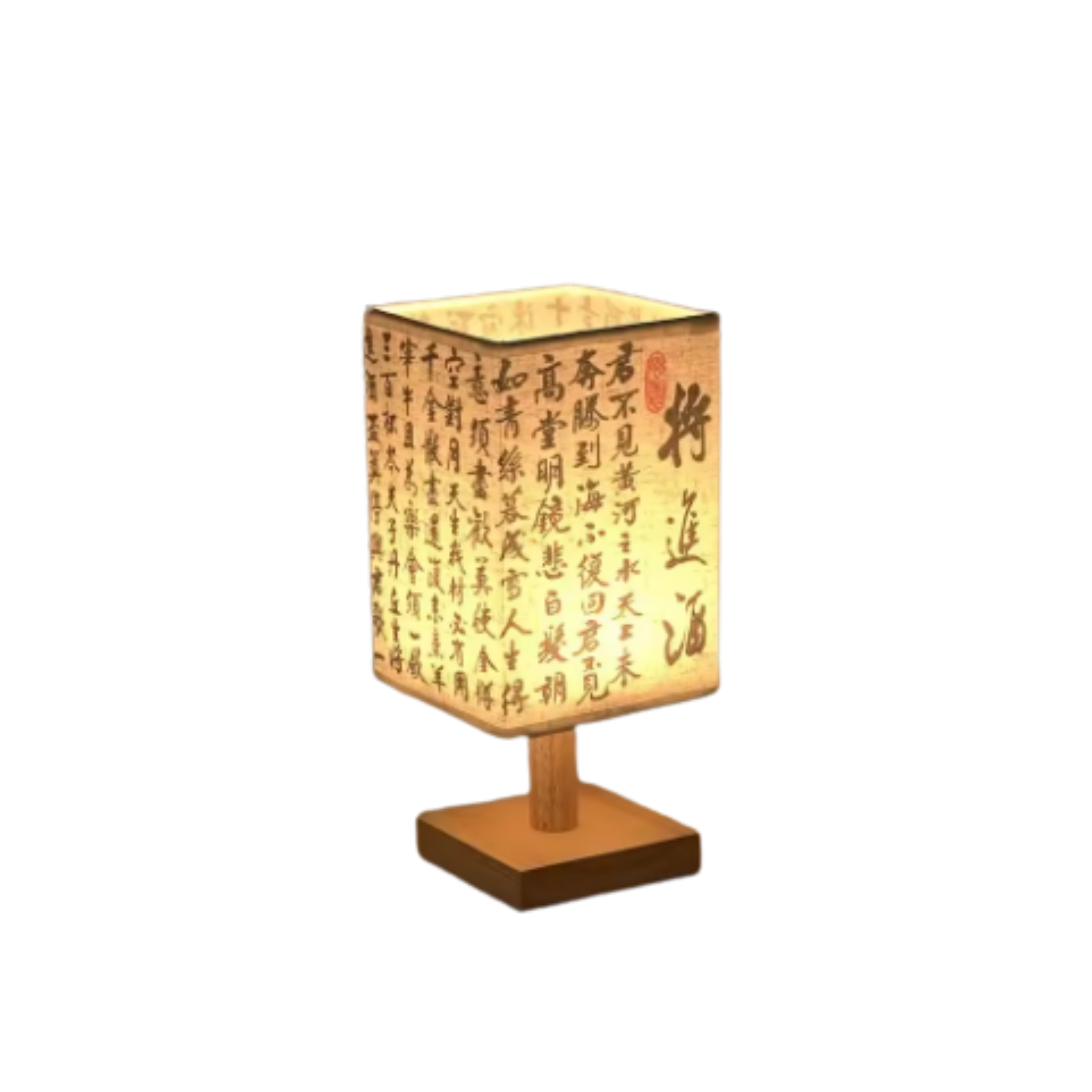 Lampa nocna LED z tkaniny z drewnem i lnem