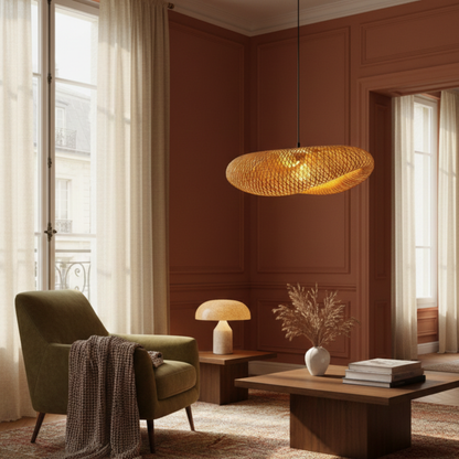 Lampa wisząca z rattanu LED