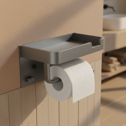 Ścienna półka łazienkowa z uchwytem na papier toaletowy