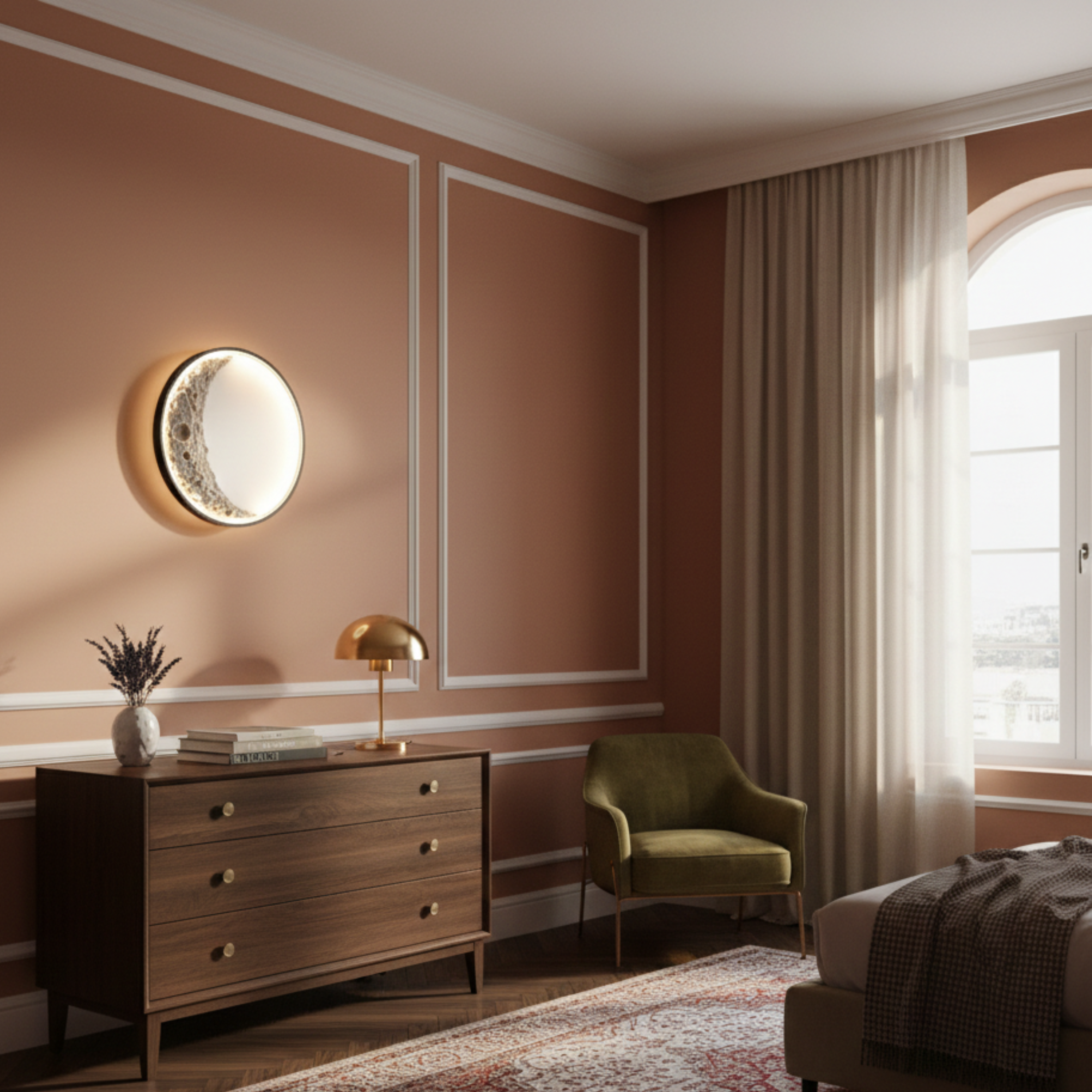 Nowoczesna lampa ścienna LED w kształcie półksiężyca