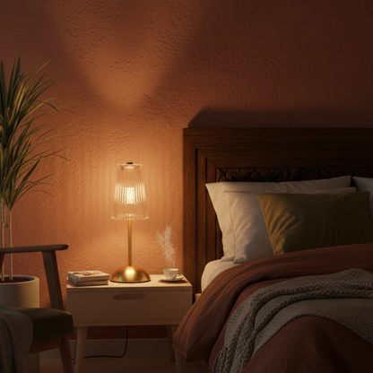 Dotykowa lampa stołowa LED w stylu retro z kryształową strukturą