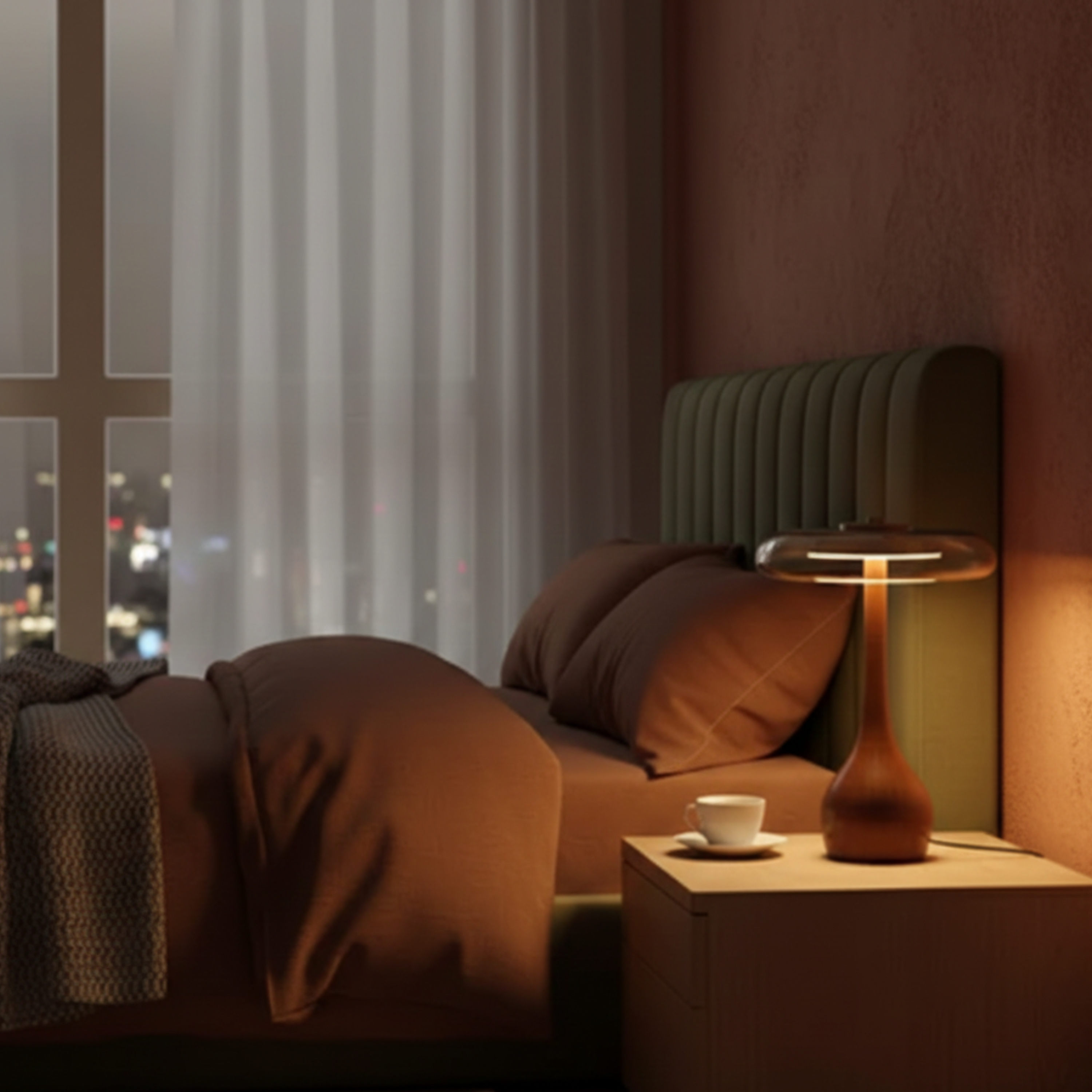 Elegancka szklana lampa stołowa LED