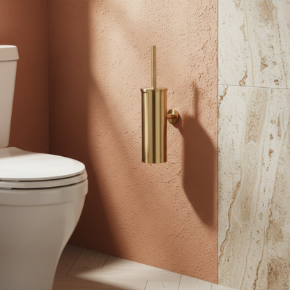 Złota ścienna szczotka do toalety ze stali nierdzewnej