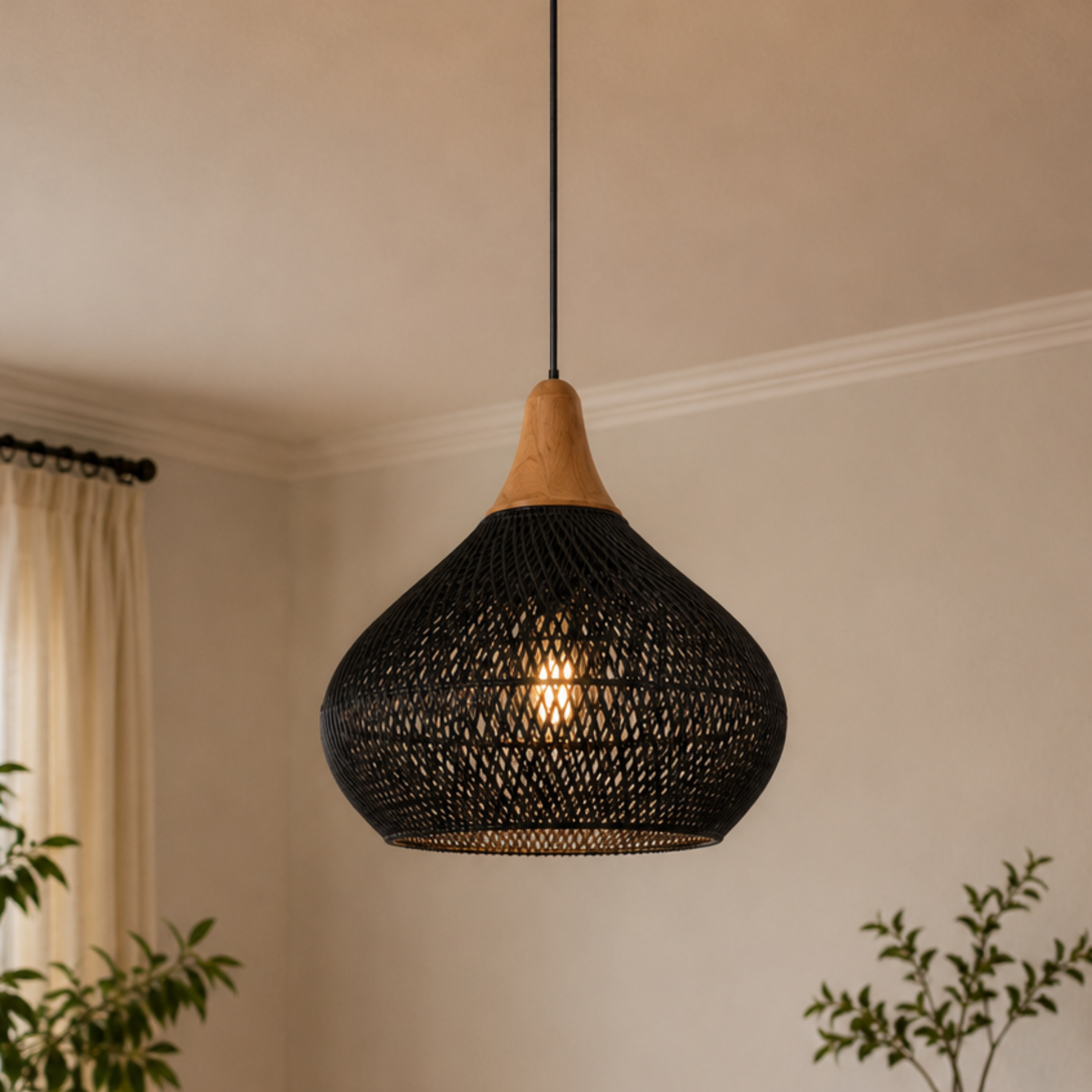 Vintage Rattan Ceiling Light