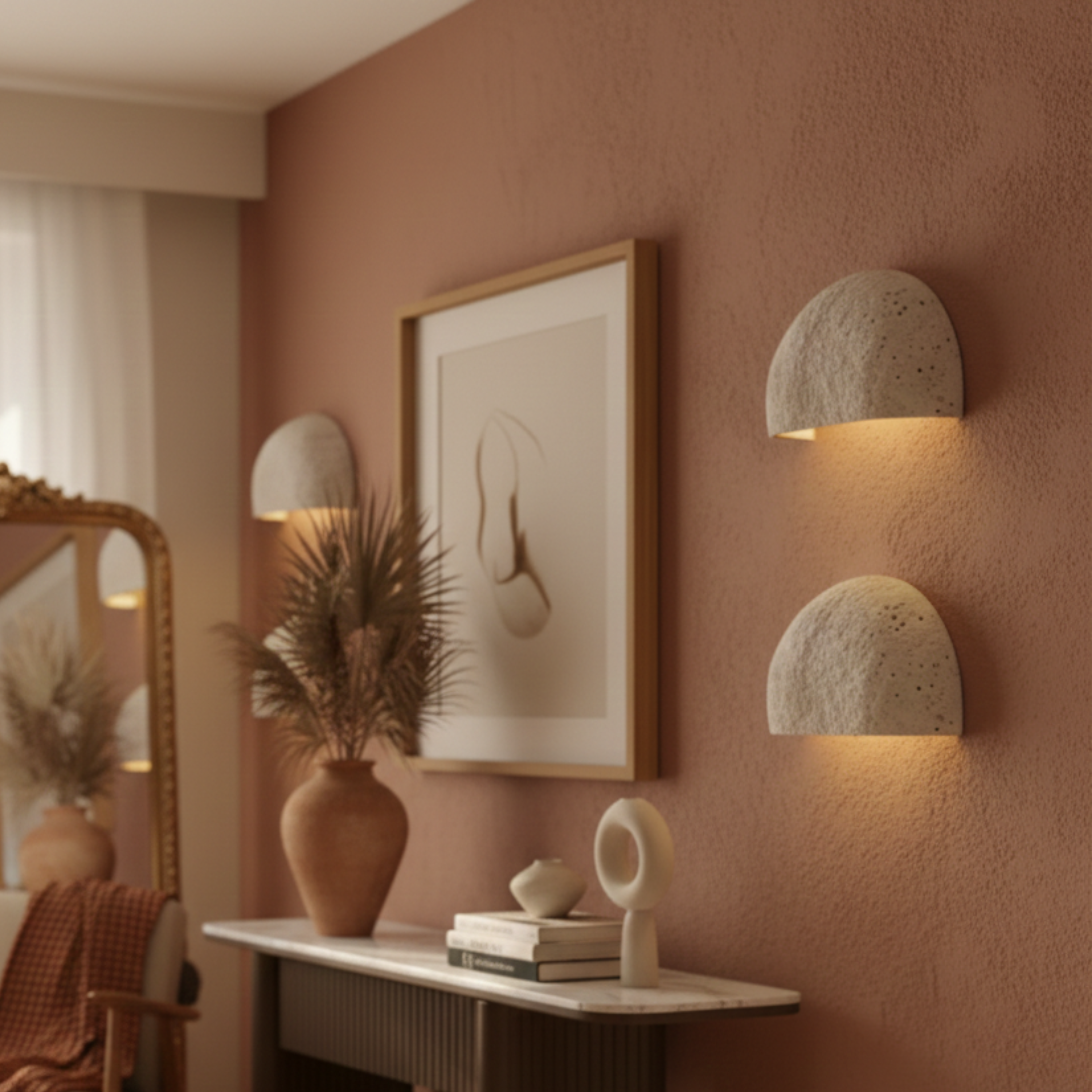 Retro kamienna lampa ścienna do wnętrz