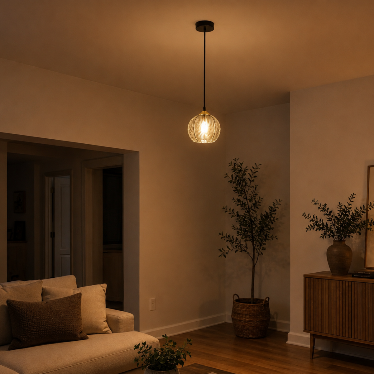 Modern Striped Glass Pendant Light
