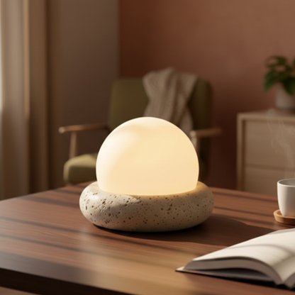 Nowoczesna kamienna lampa stołowa