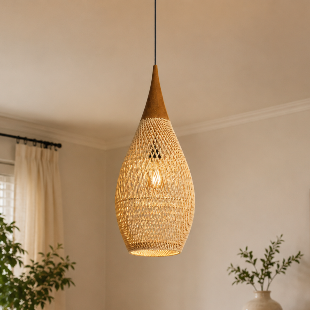 Vintage Rattan Ceiling Light