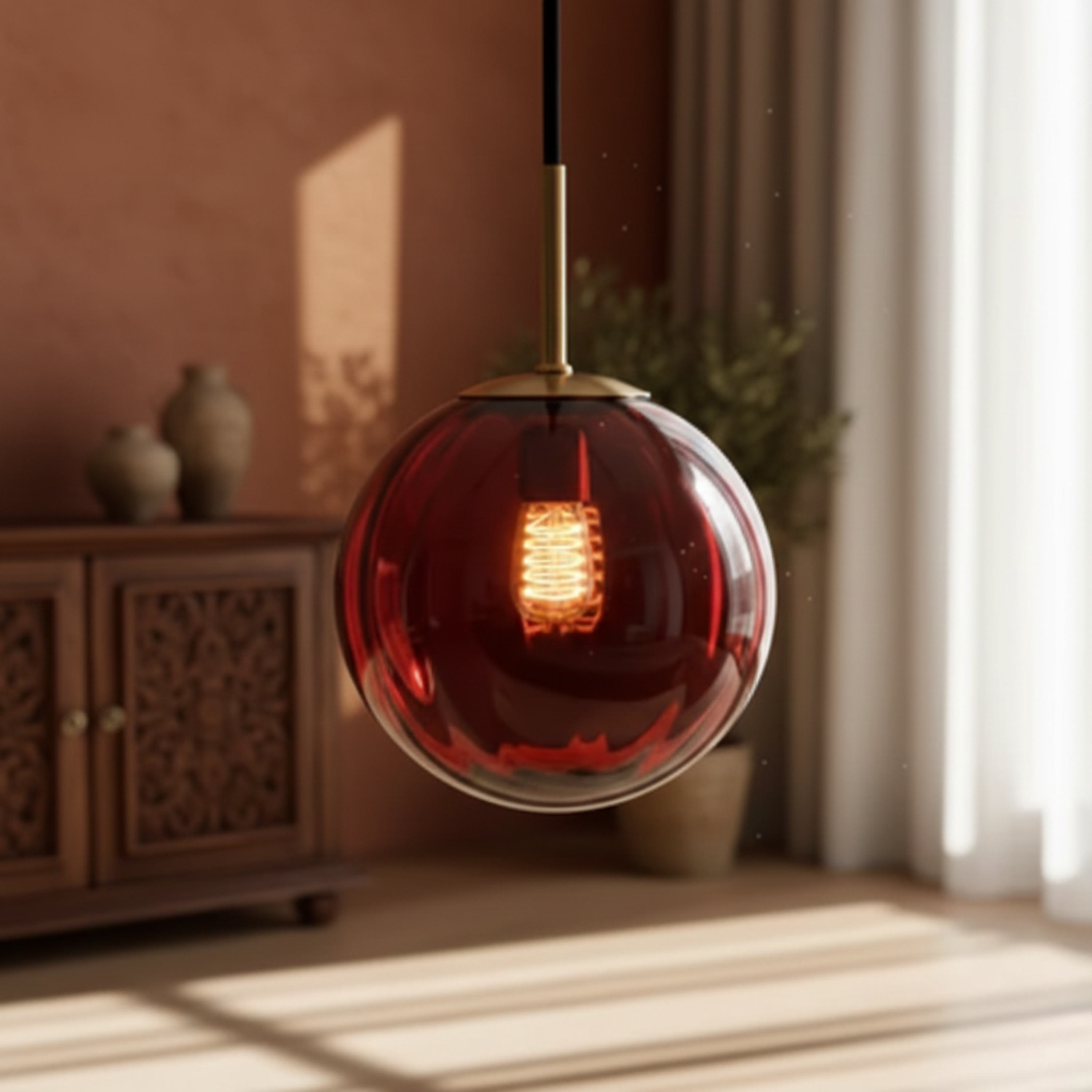 Ciepła szklana lampa wisząca do wnętrz