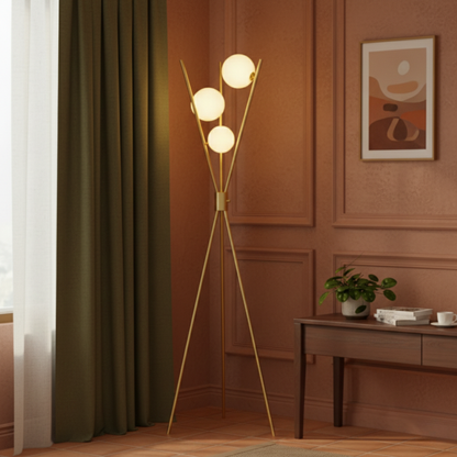 Ściemniana lampa podłogowa w stylu modern mid-century