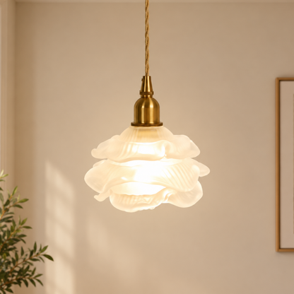 French Copper Glass Pendant Light