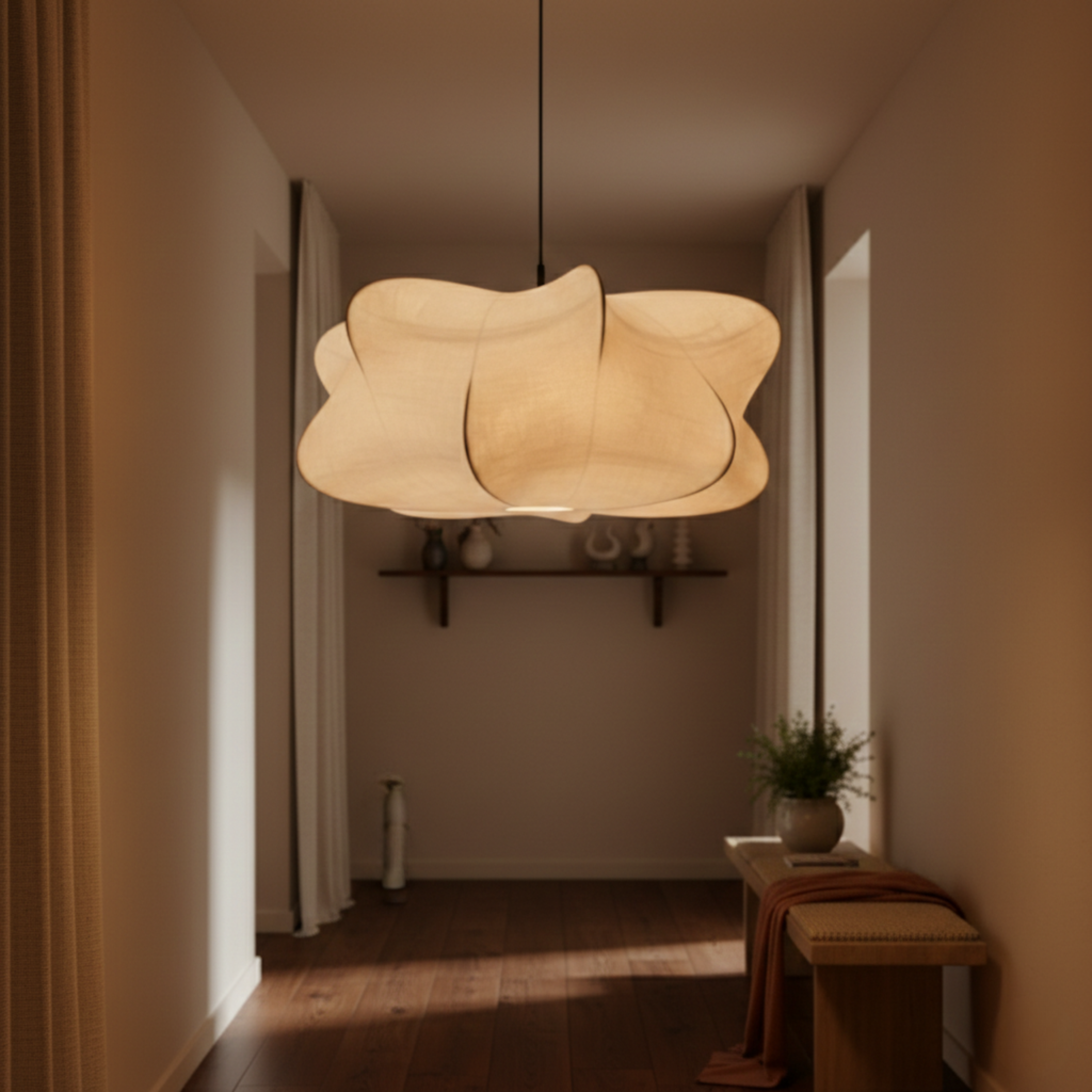 Wabi-Sabi Lampa wisząca LED z jedwabiu