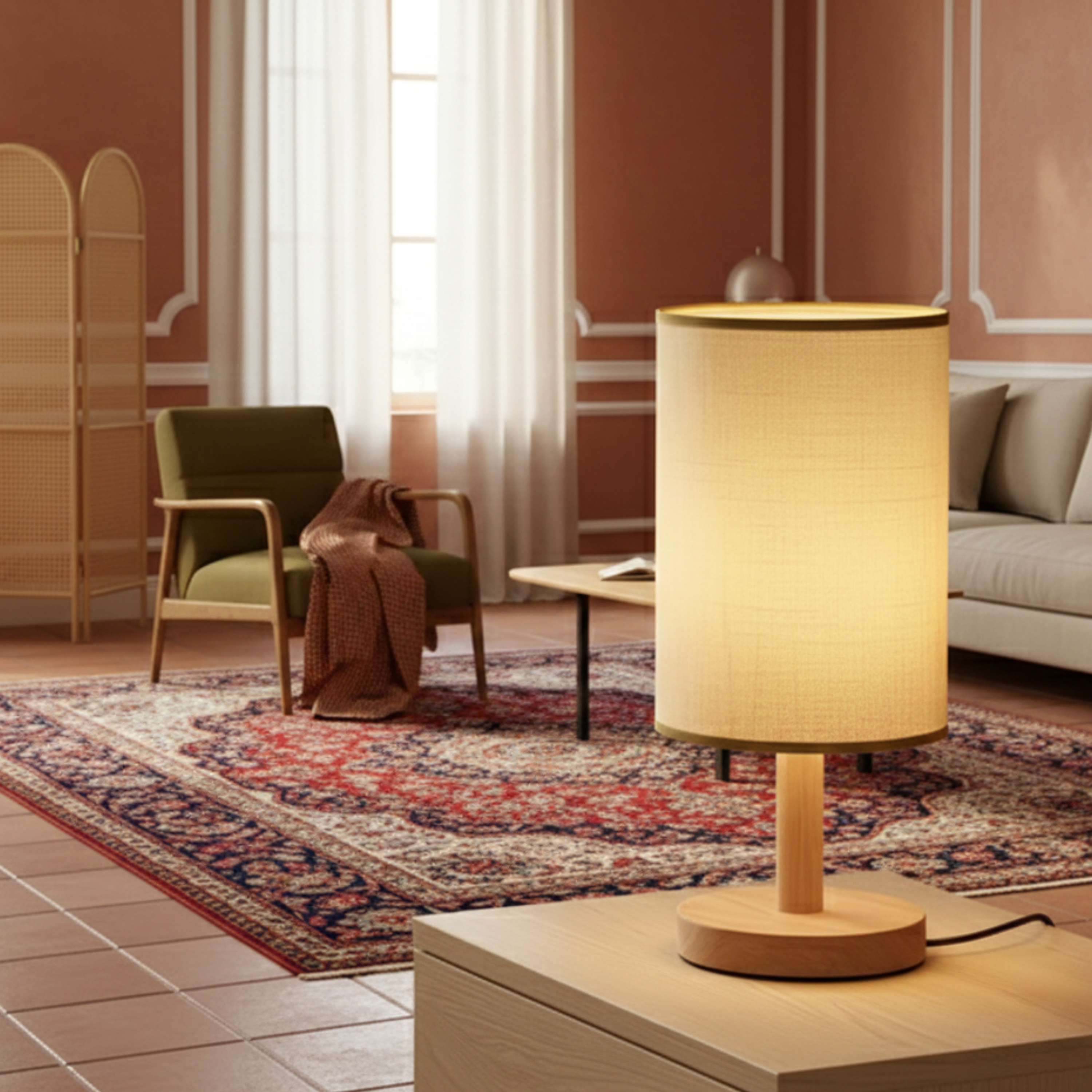 Minimalistyczna materiałowa lampka nocna