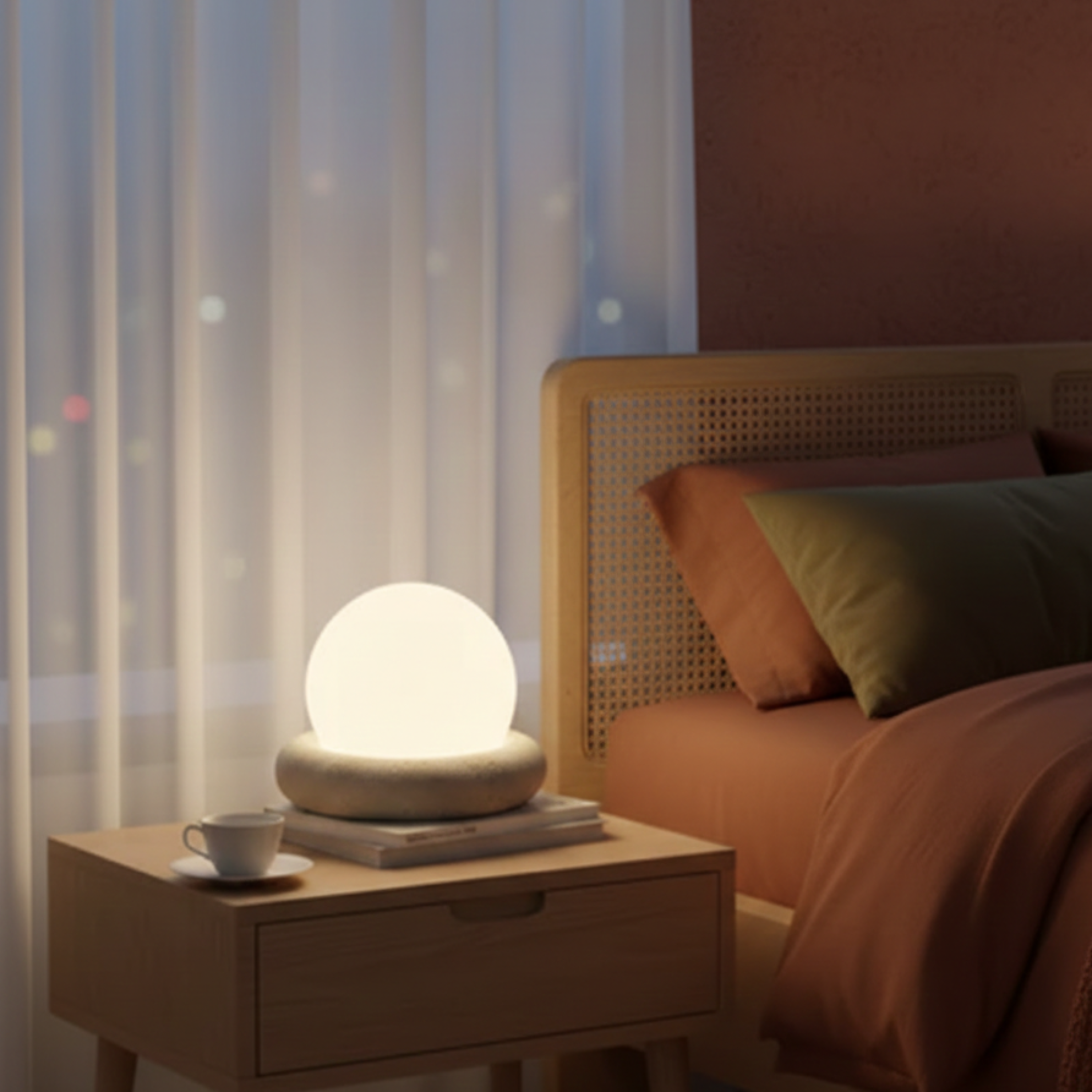 Nowoczesna kamienna lampa stołowa