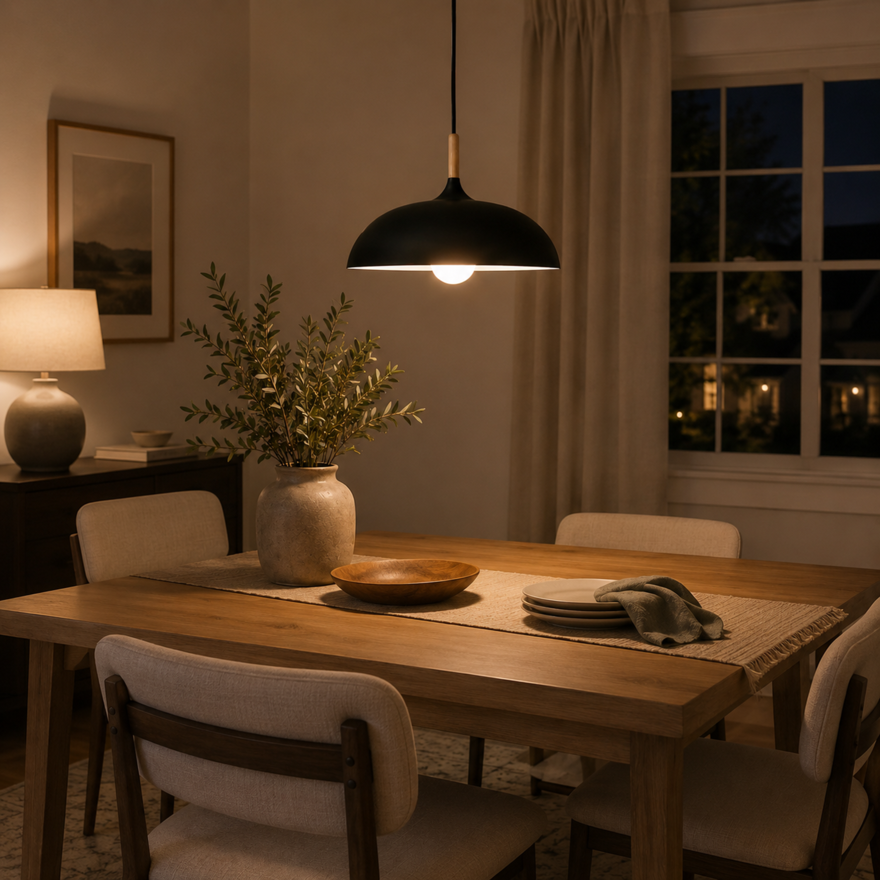 Minimalist Wood Aluminum Pendant Light