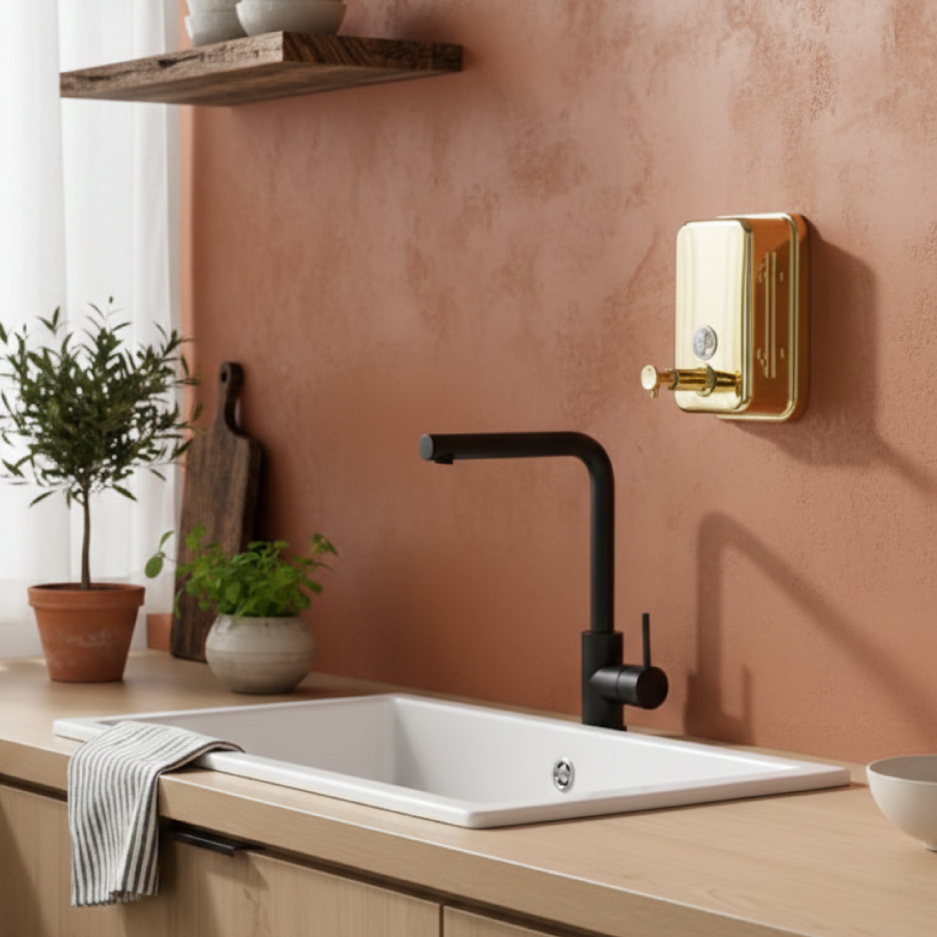 Złoty prążkowany dozownik do mydła