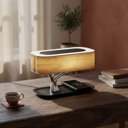 Lampa stołowa z litego drewna w kształcie drzewa z dotykowym ściemnianiem