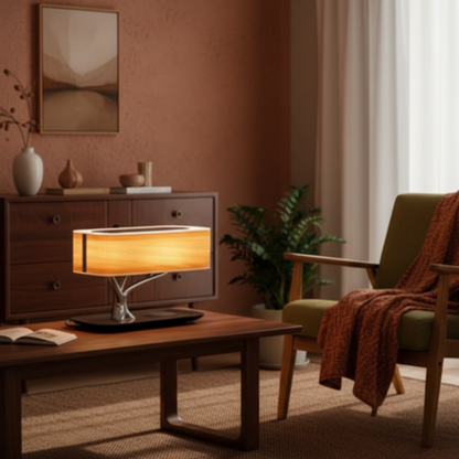 Lampa stołowa z litego drewna w kształcie drzewa z dotykowym ściemnianiem