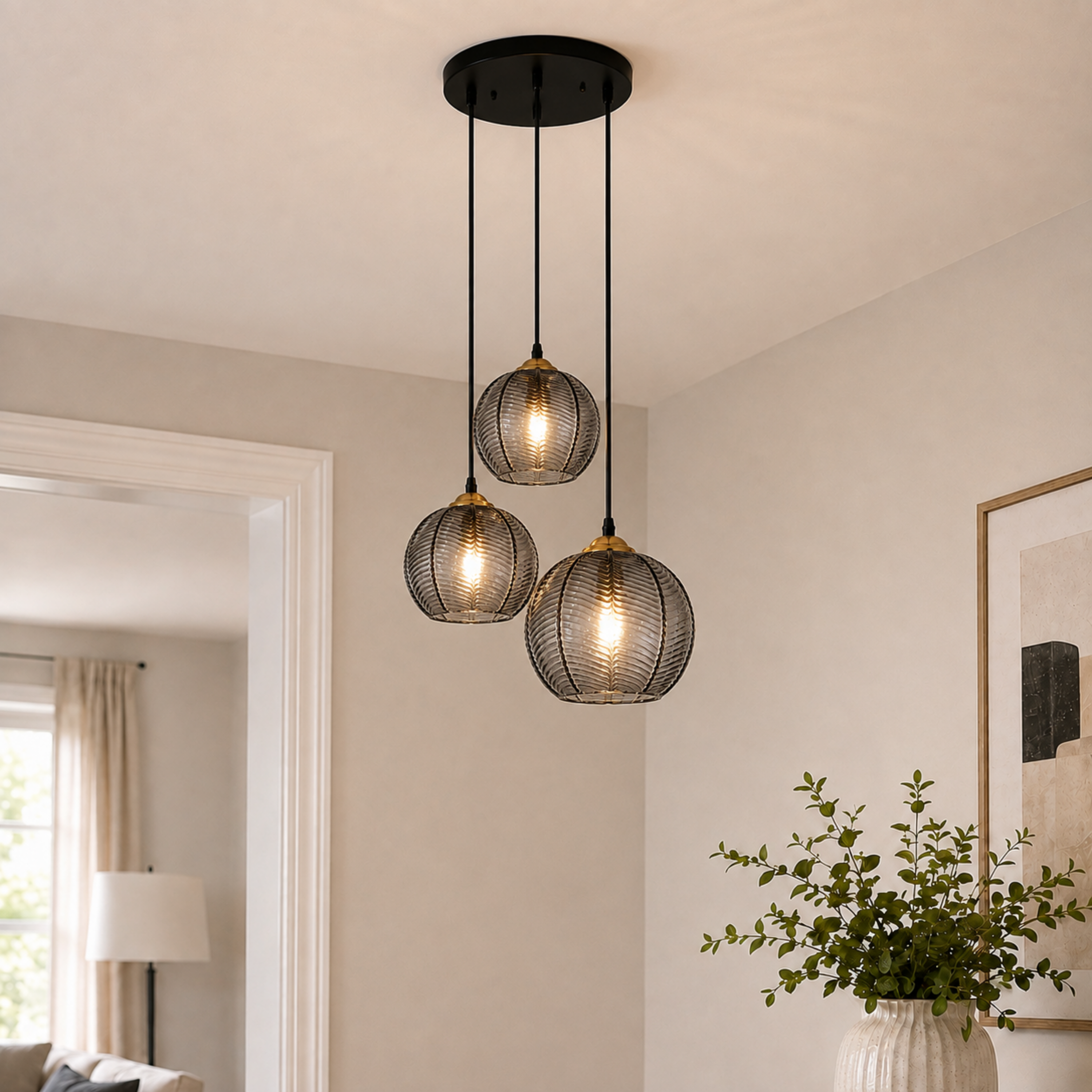 Modern Striped Glass Pendant Light