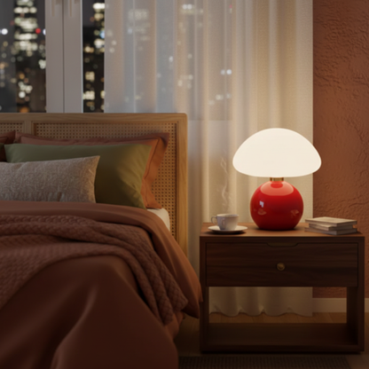 Nowoczesna ceramiczna lampa stołowa w kształcie grzyba