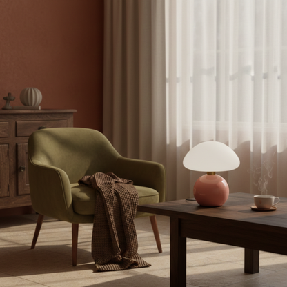 Nowoczesna ceramiczna lampa stołowa w kształcie grzyba