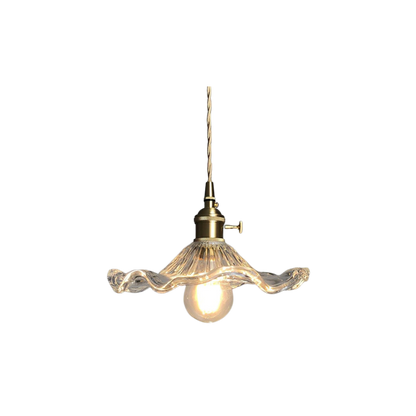 Vintage szklana lampa wisząca z miedzianym akcentem