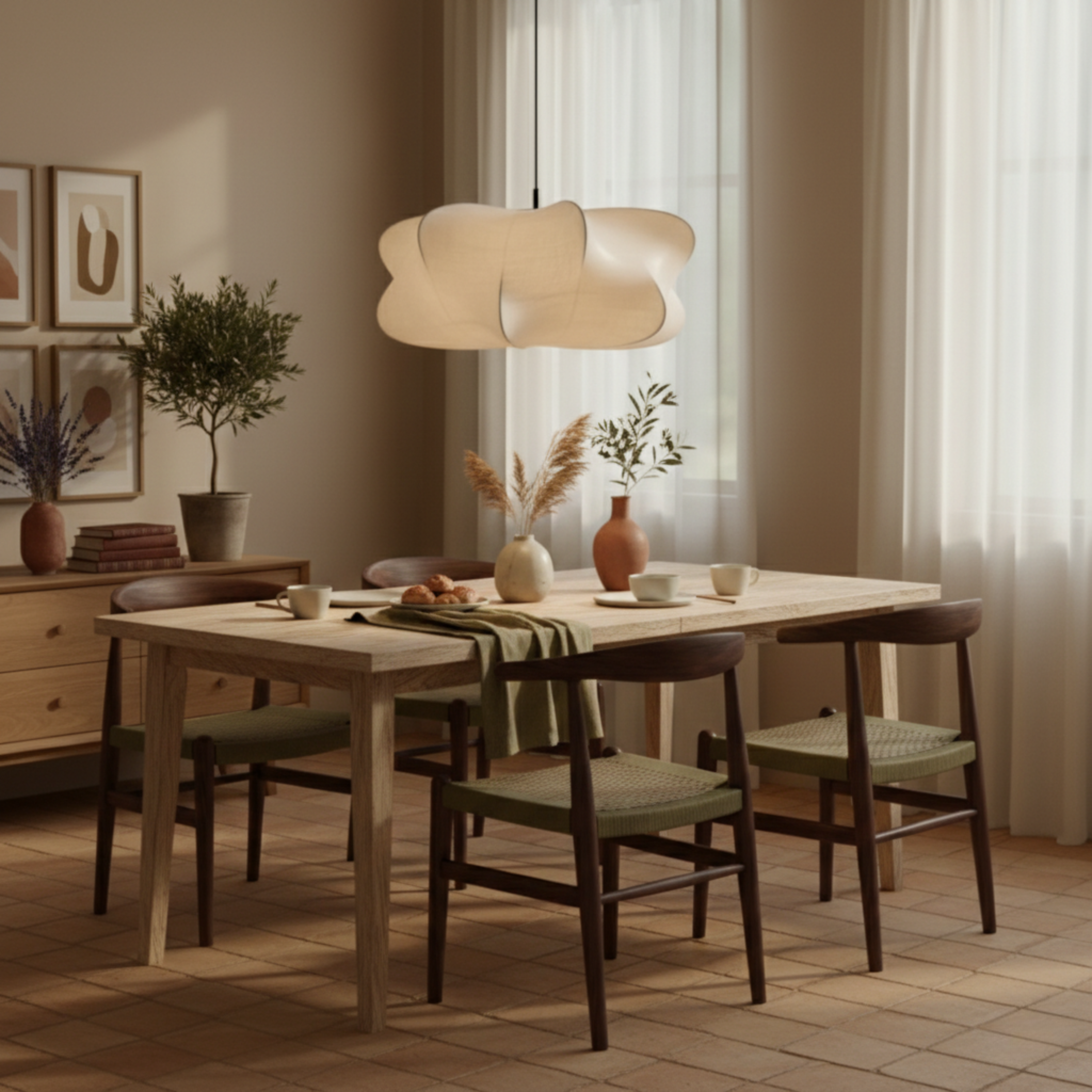 Wabi-Sabi Lampa wisząca LED z jedwabiu