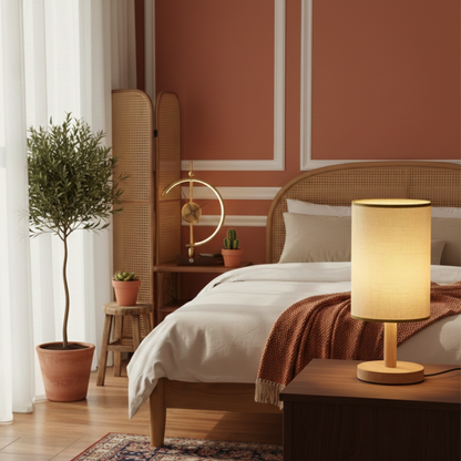 Minimalistyczna materiałowa lampka nocna